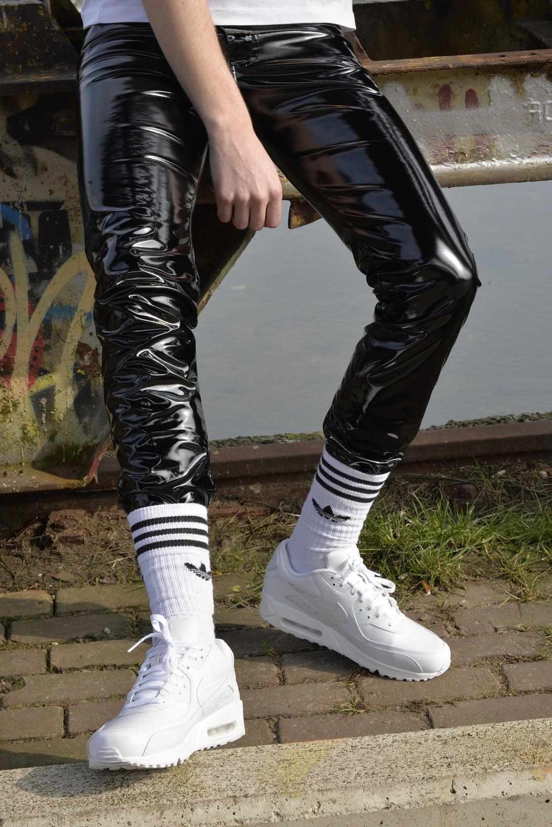 Clear Plastic Pants  Shiny jacket, Mens outfits, Pvc trousers