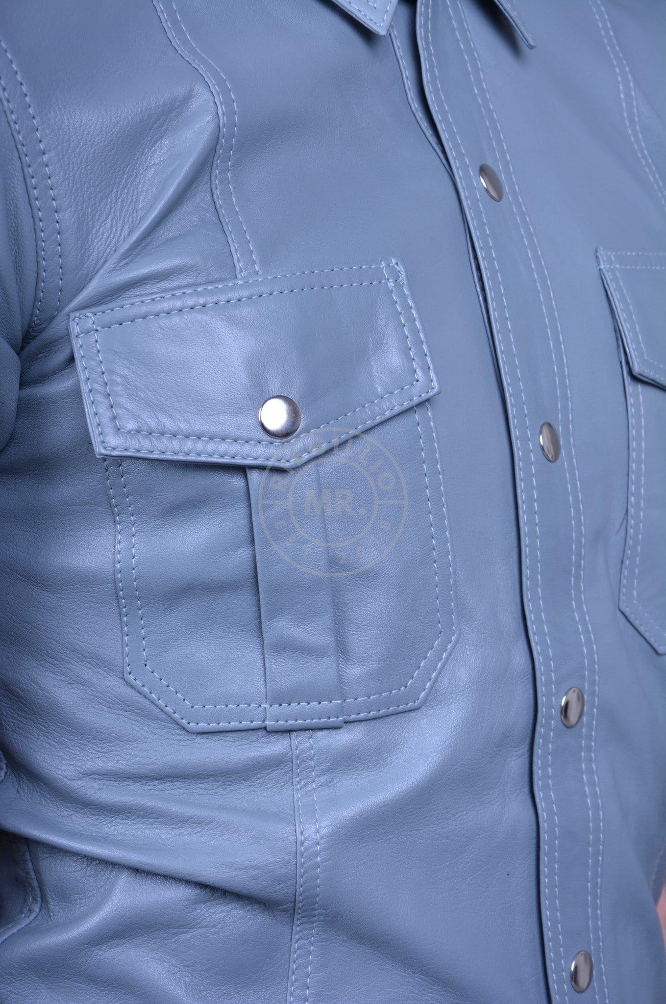Slate Grey Leather Shirt at MR. Riegillio