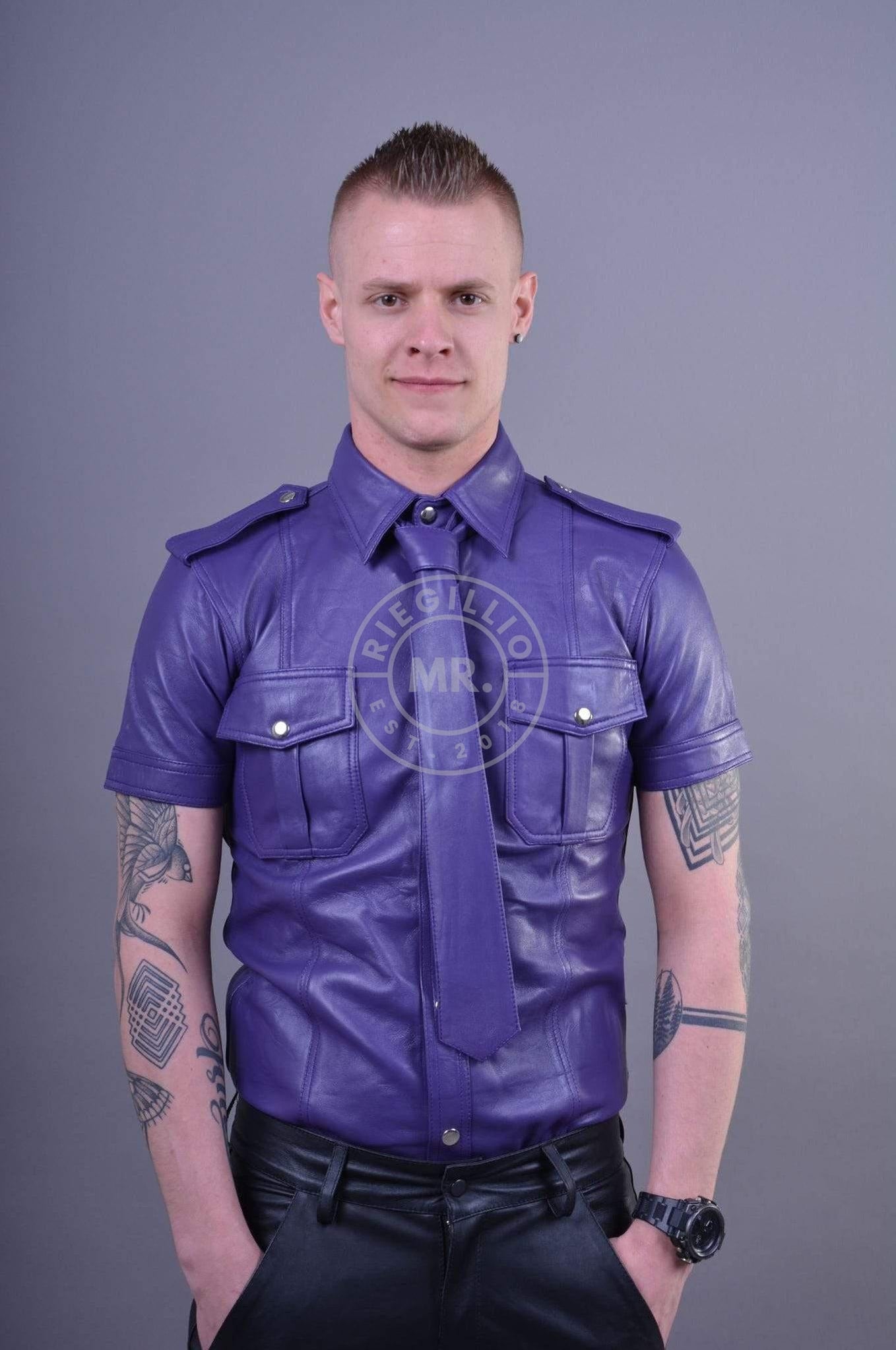 Purple Leather Tie-at MR. Riegillio
