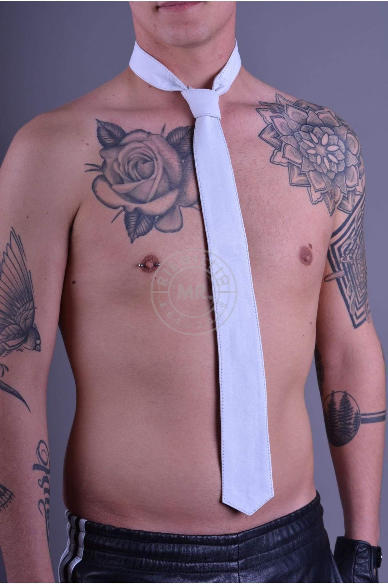 White Leather Tie at MR. Riegillio