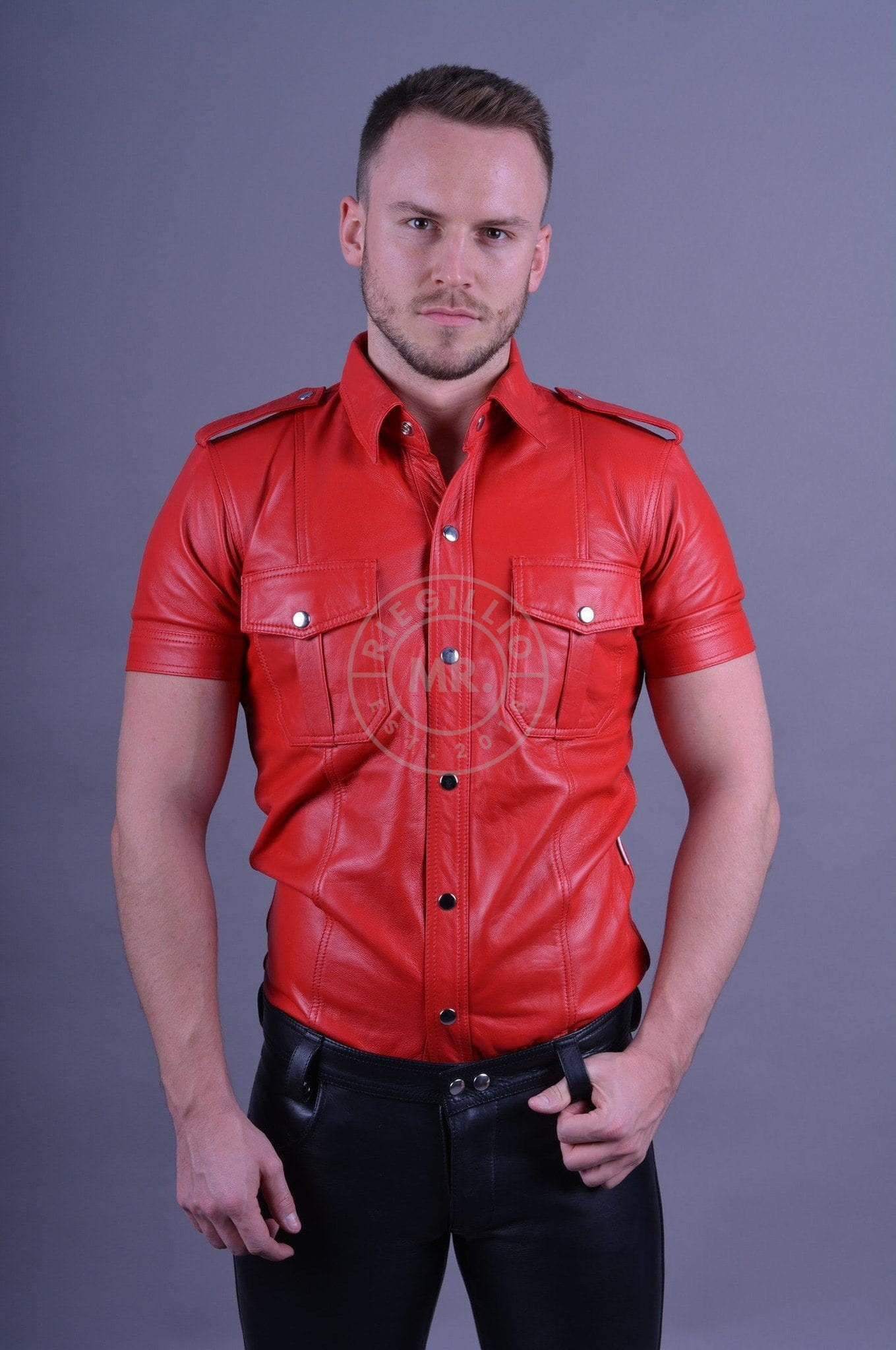 Red Leather Shirt-at MR. Riegillio