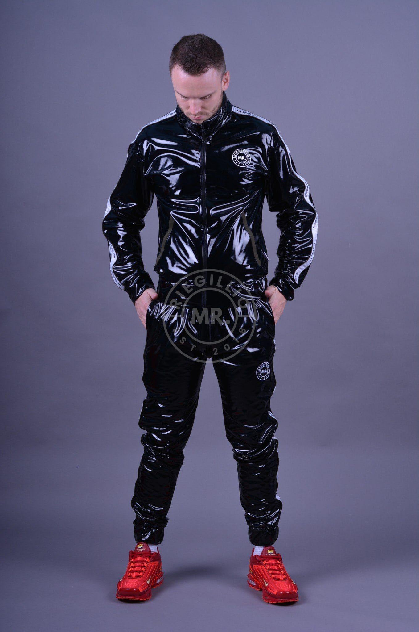 PVC Tracksuit Thru Zip Pants - Logo Trim at MR. Riegillio