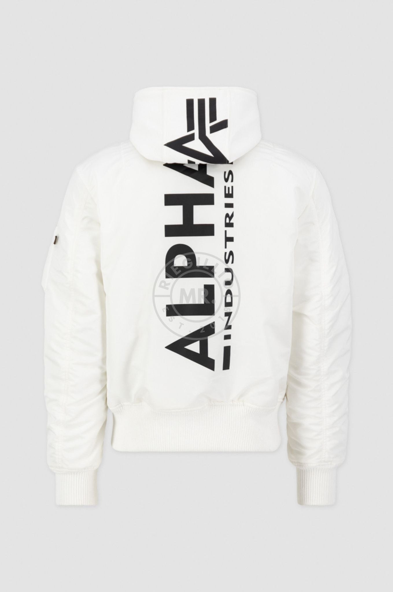 Alpha Industries MA-1 ZH Back Print Jacket - White / Black