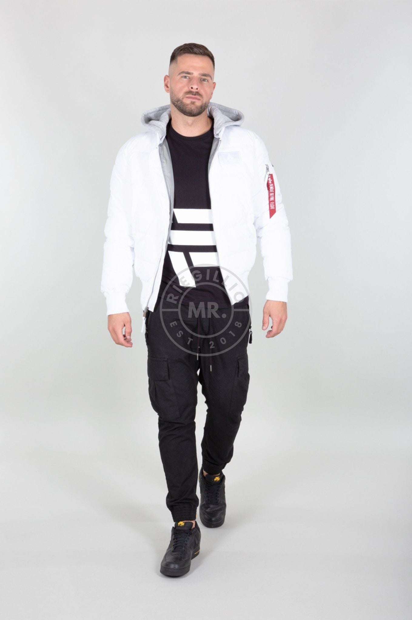 Alpha Industries MA-1 ZH Back Print Puffer FD - White