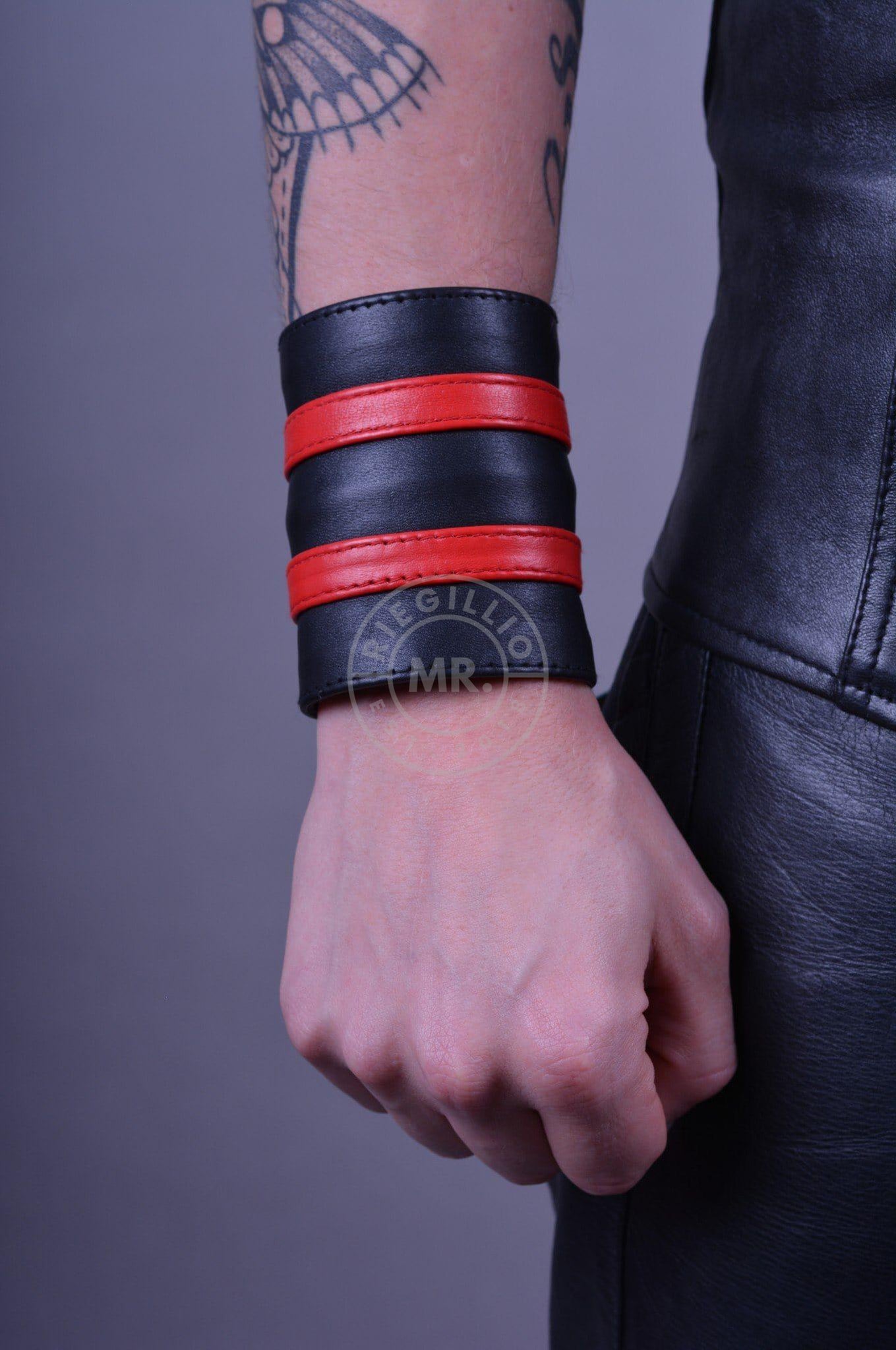 Red Wrist Wallet - Double Stripe at MR. Riegillio
