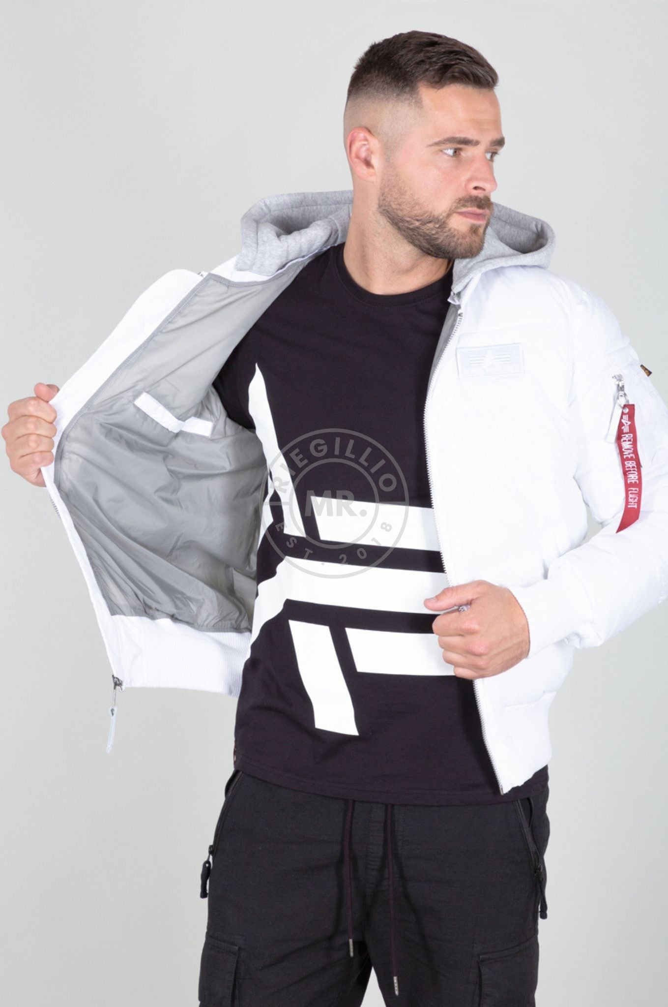 Alpha Industries MA-1 ZH Back Print Puffer FD - White