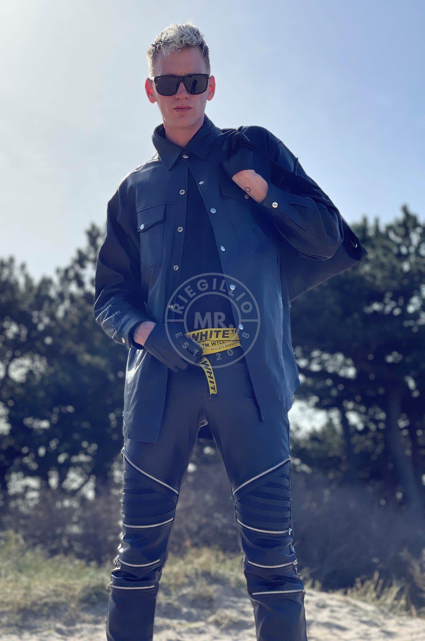 Black Leather Oversized Shirt at MR. Riegillio