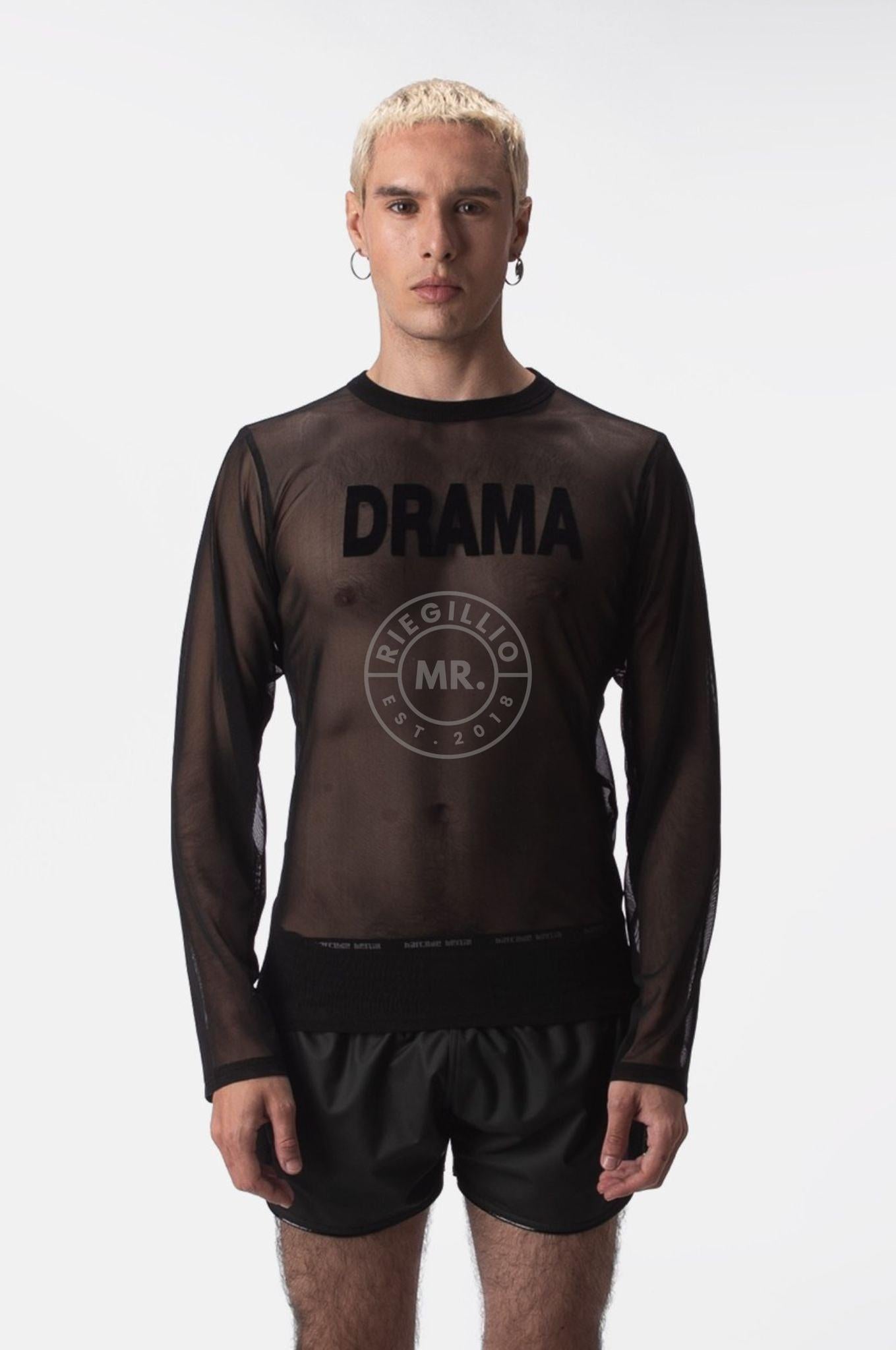 Barcode Mesh Long Sleeve Drama - Black at MR. Riegillio