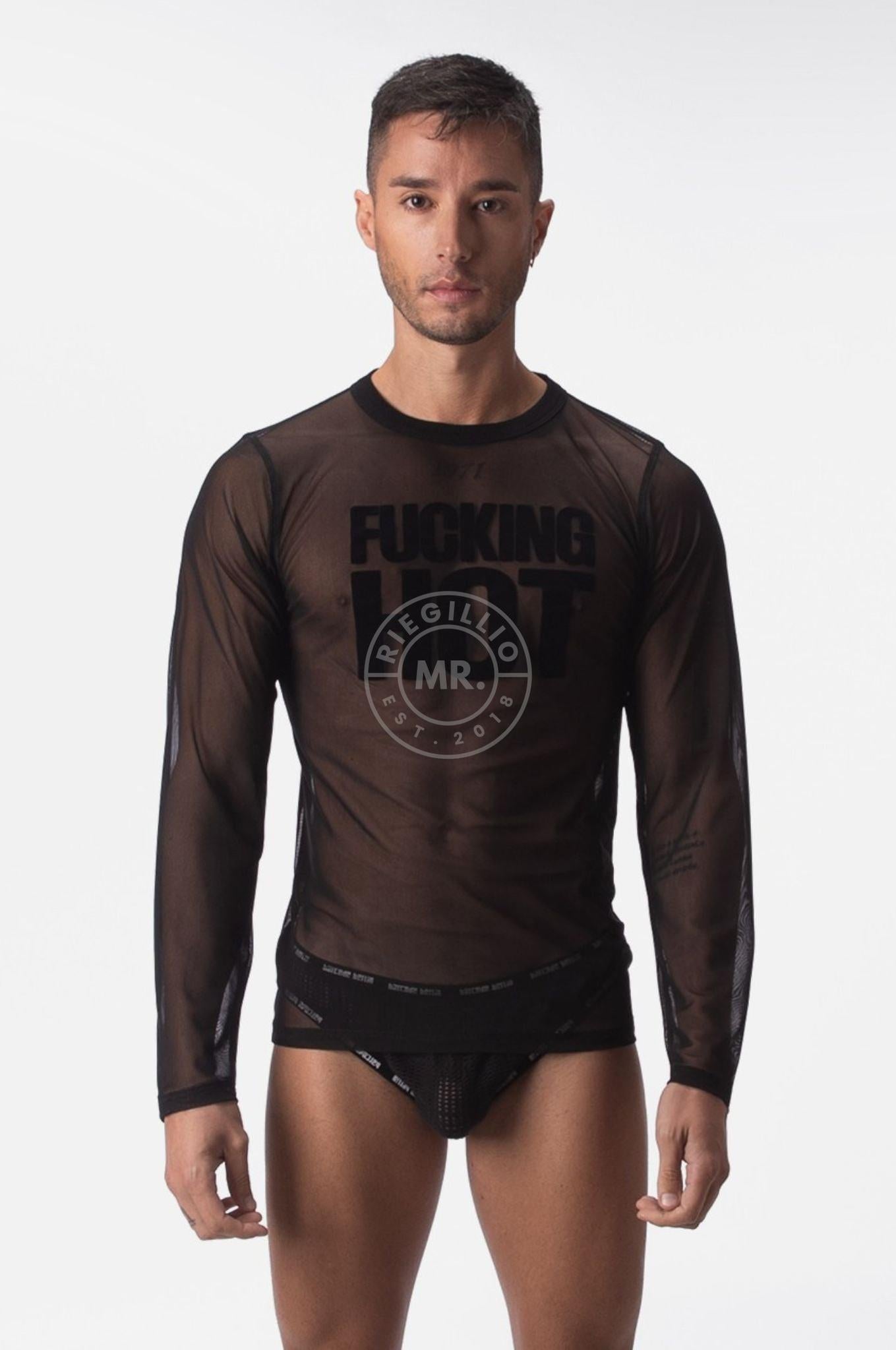 Barcode Mesh Long Sleeve Fucking Hot - Black at MR. Riegillio