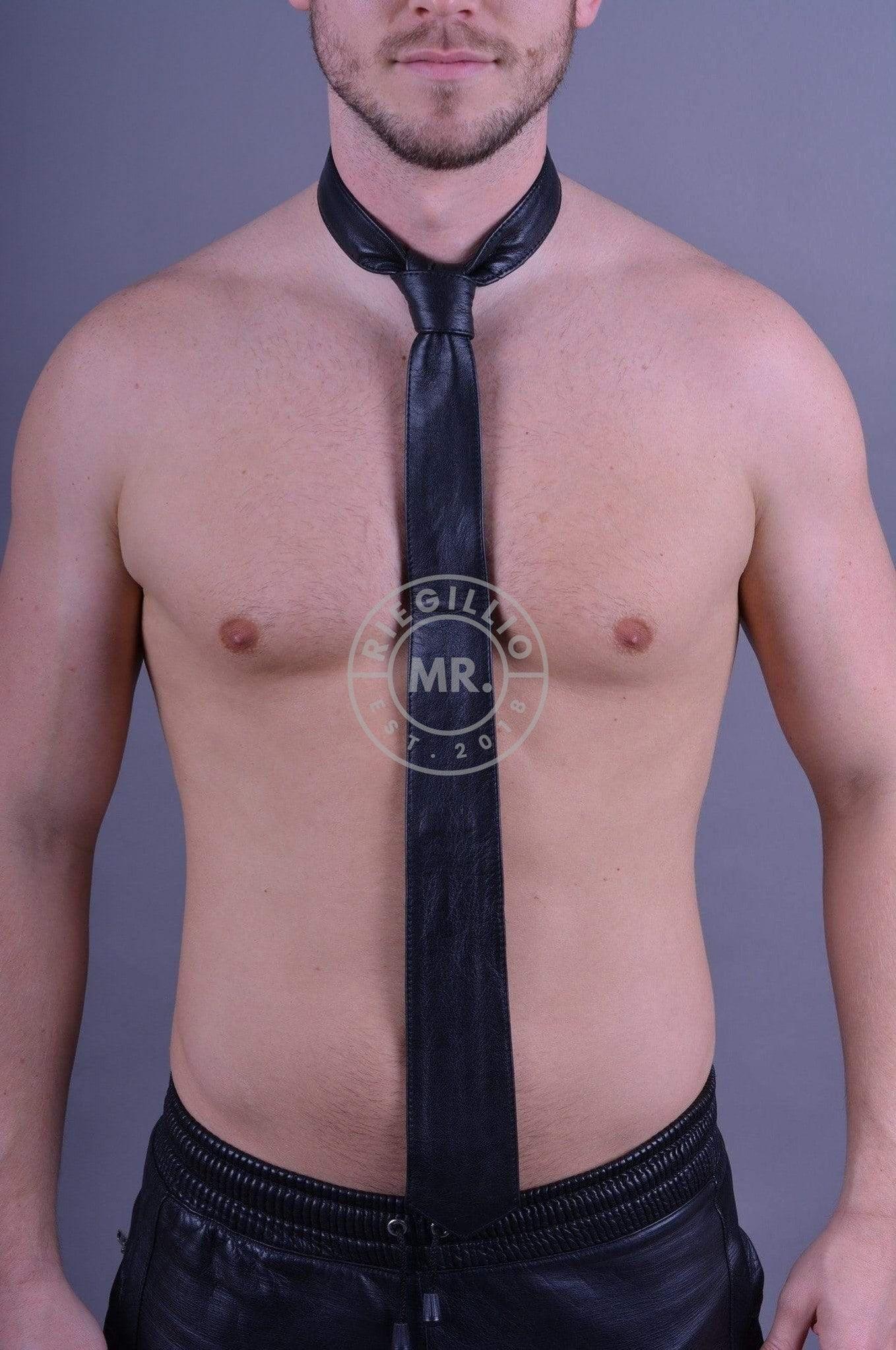 Black Leather Tie XL at MR. Riegillio