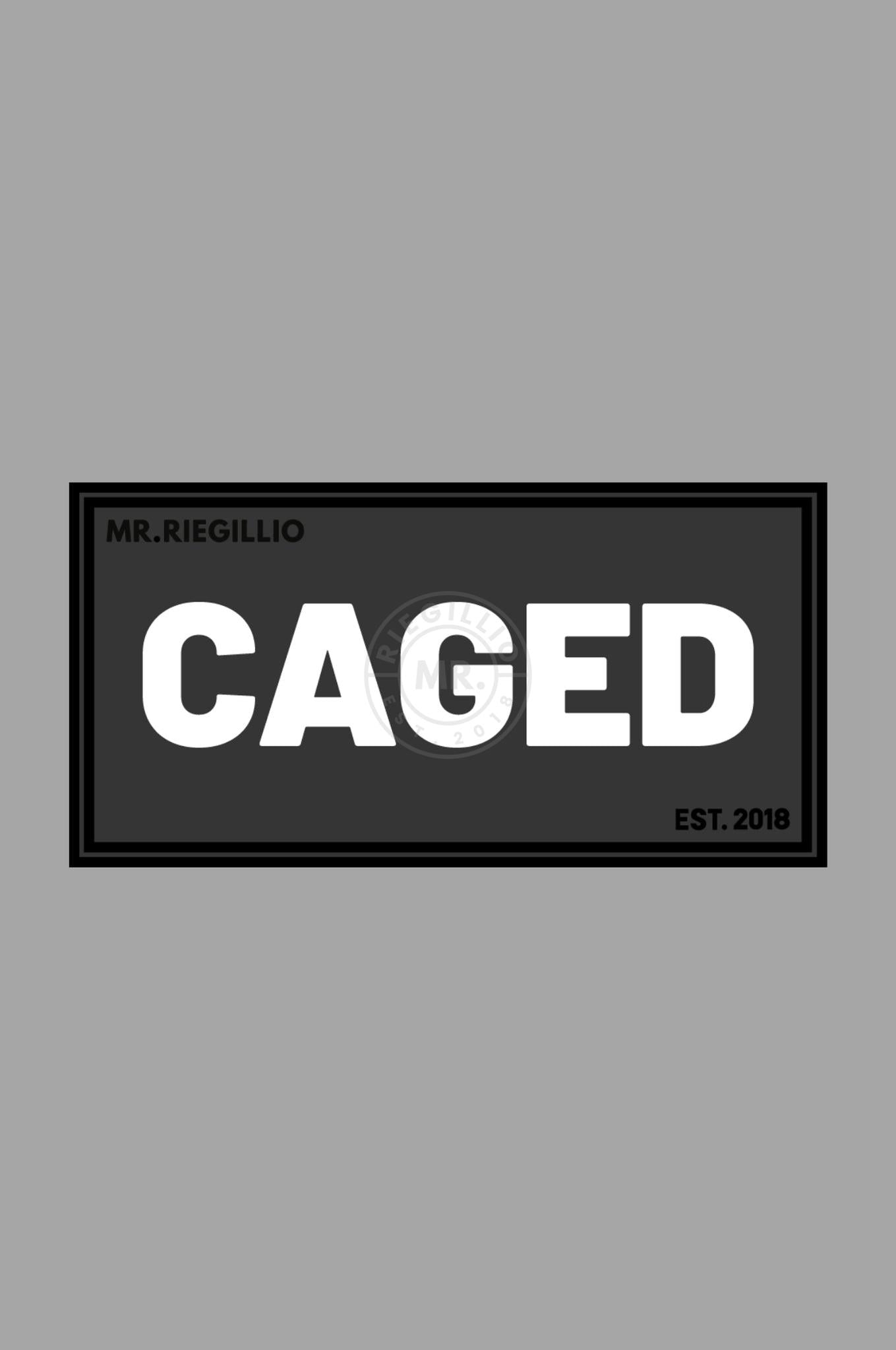 Rubber Velcro Patch - CAGED - White at MR. Riegillio