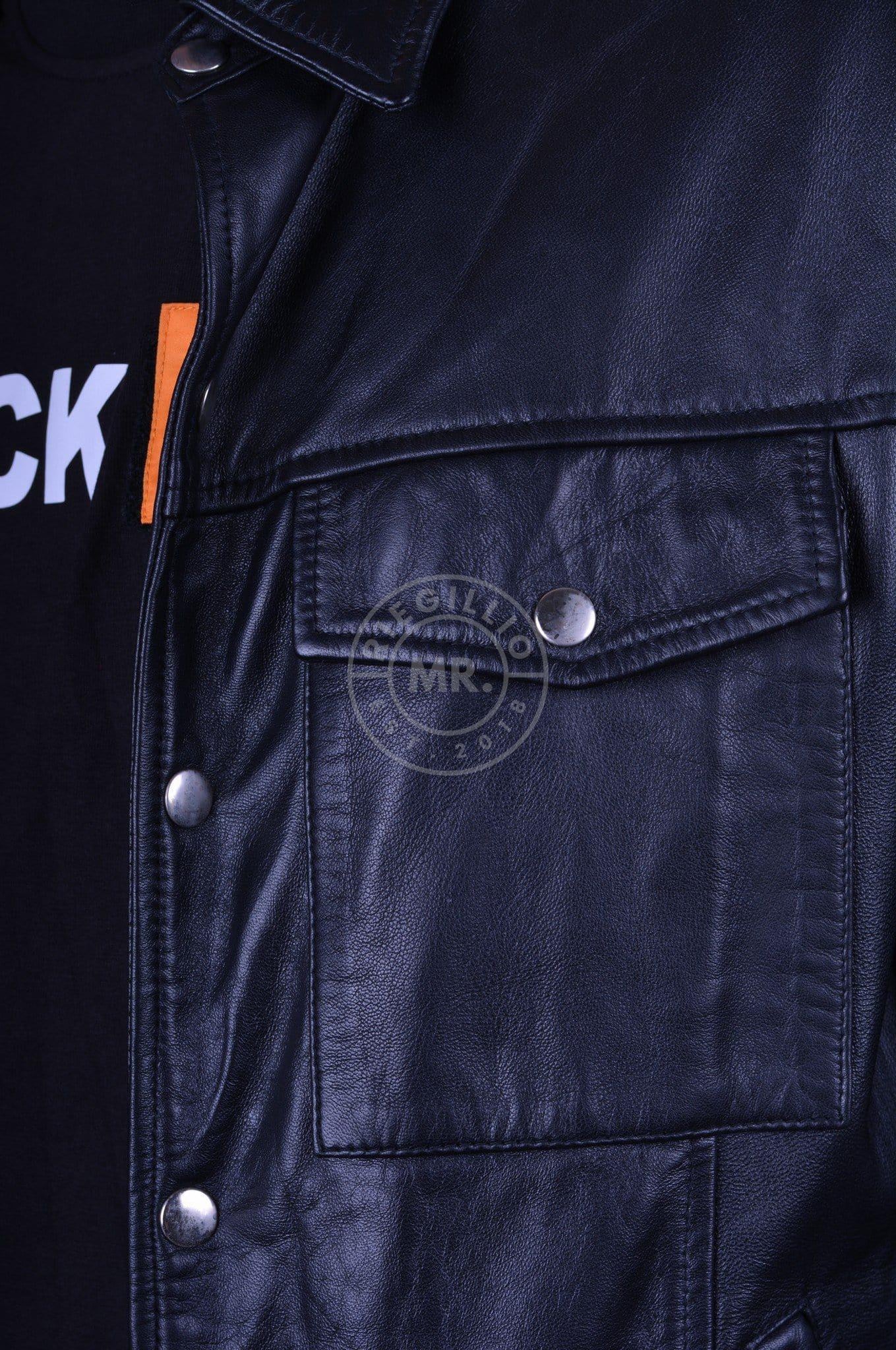 Black Leather Oversized Shirt at MR. Riegillio