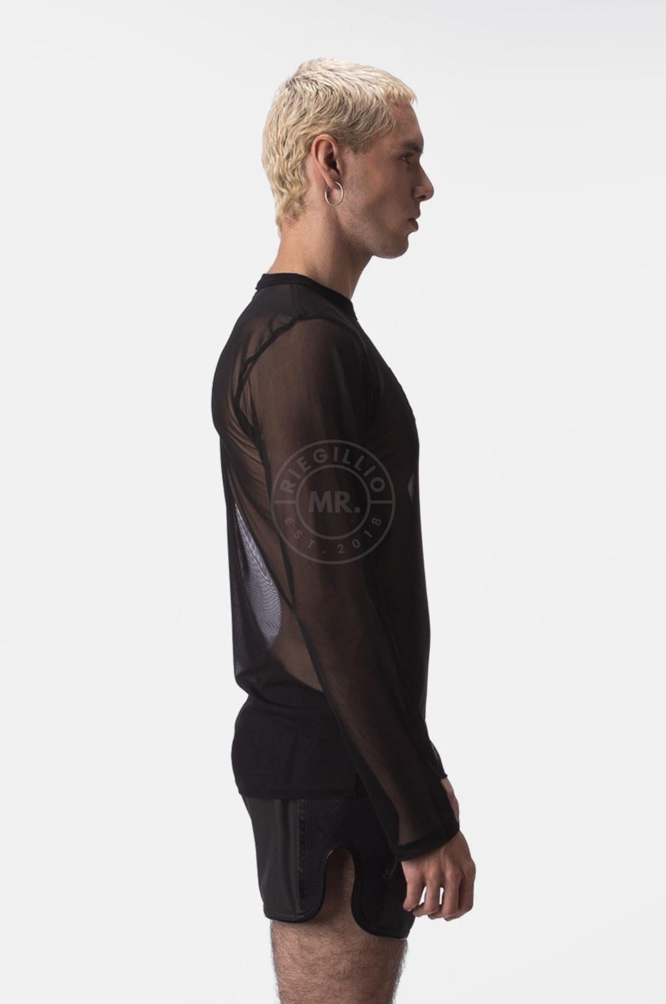 Barcode Mesh Long Sleeve Drama - Black at MR. Riegillio
