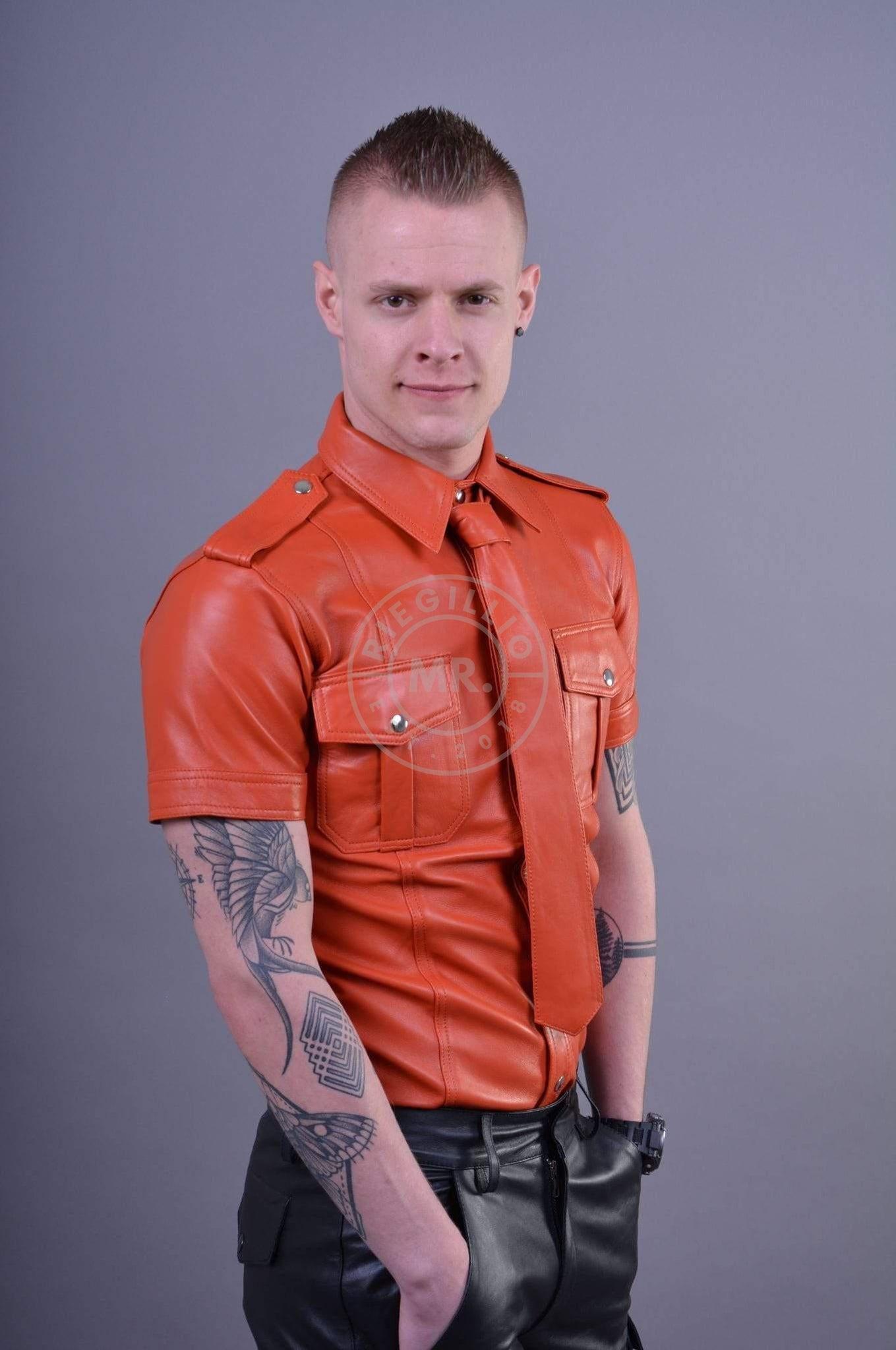 Orange Leather Shirt at MR. Riegillio