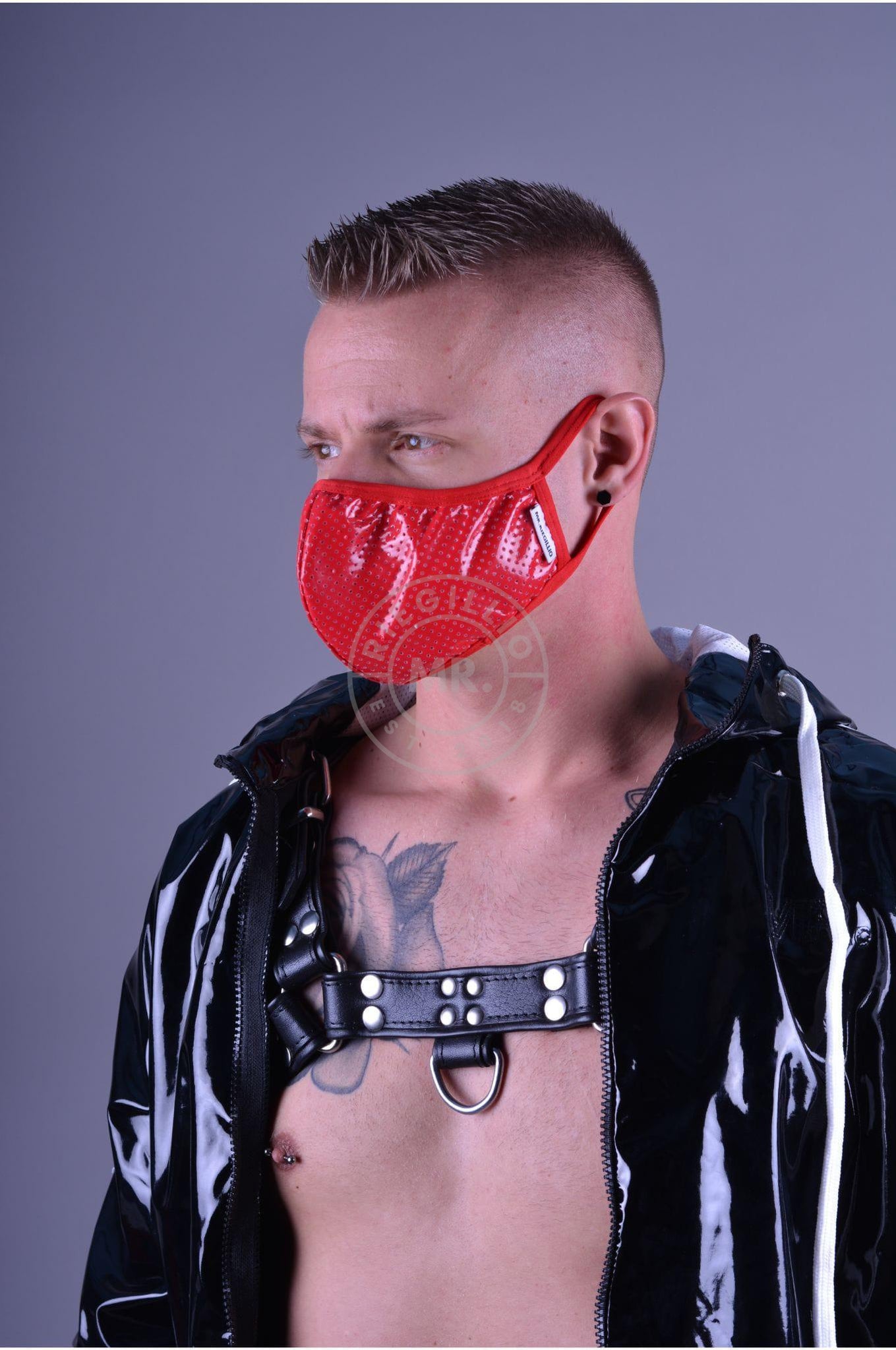 Red PVC Mask at MR. Riegillio