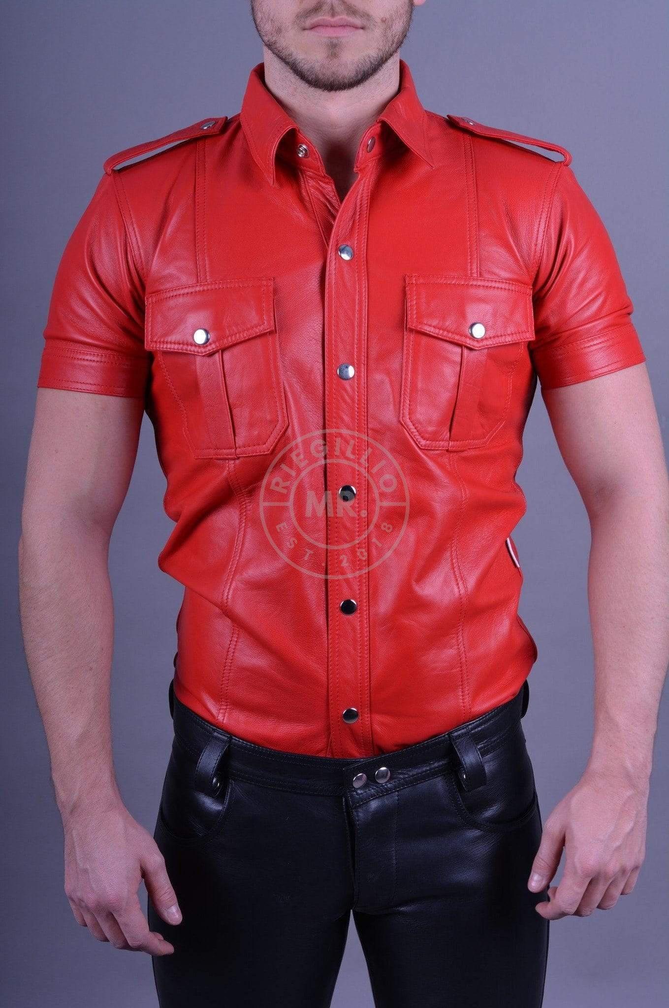 Red Leather Shirt-at MR. Riegillio