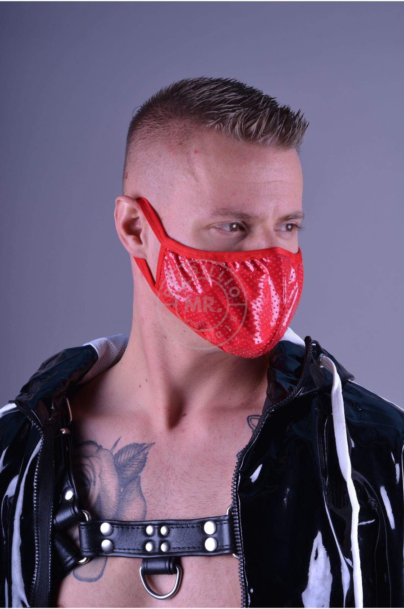 Red PVC Mask at MR. Riegillio