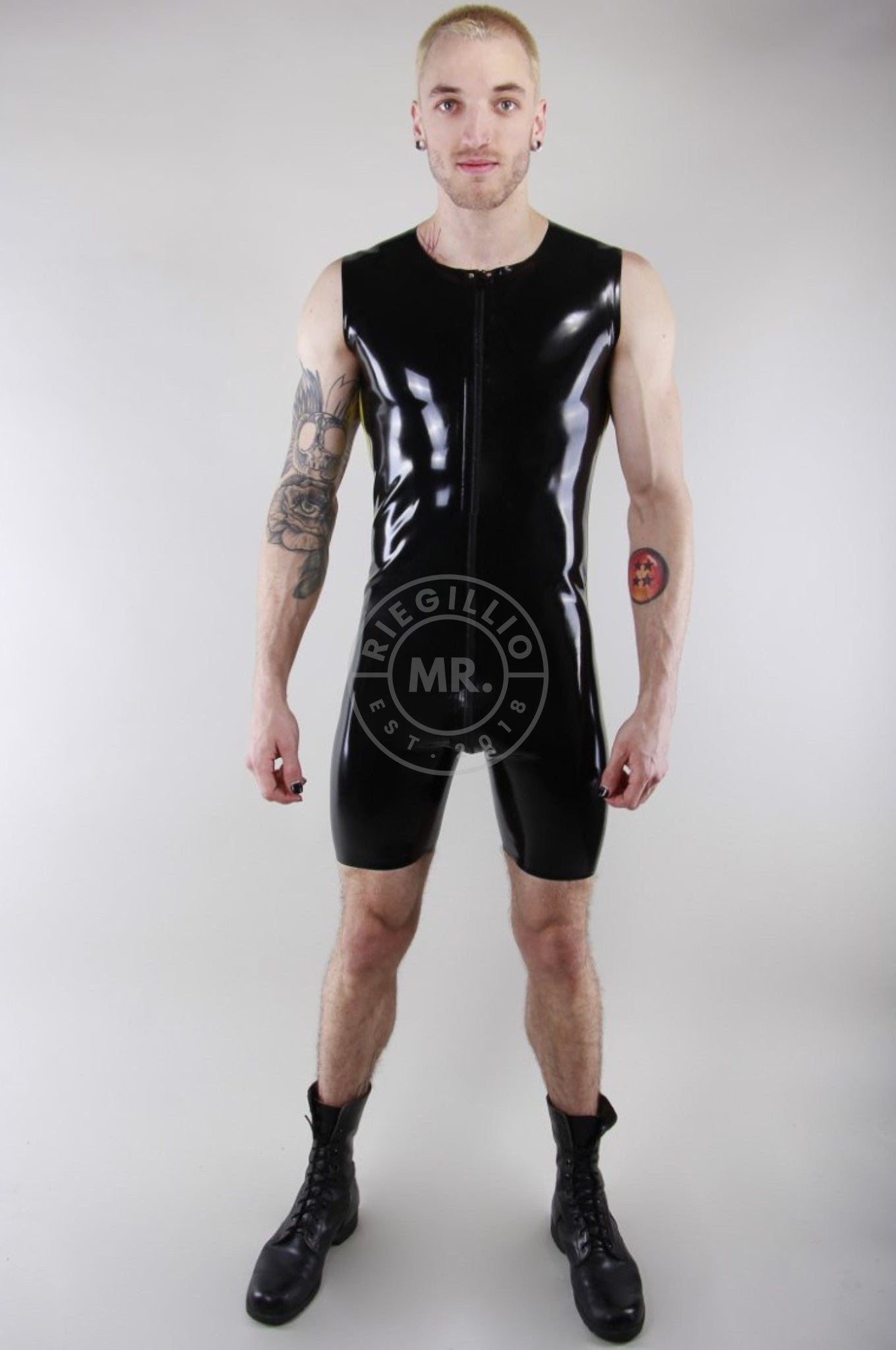 Black Sleeveless Rubber Surf Suit-at MR. Riegillio