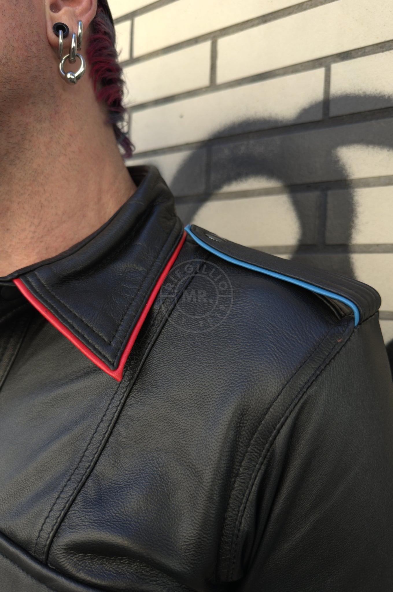 Black Leather Shirt - Folsom Piping at MR. Riegillio