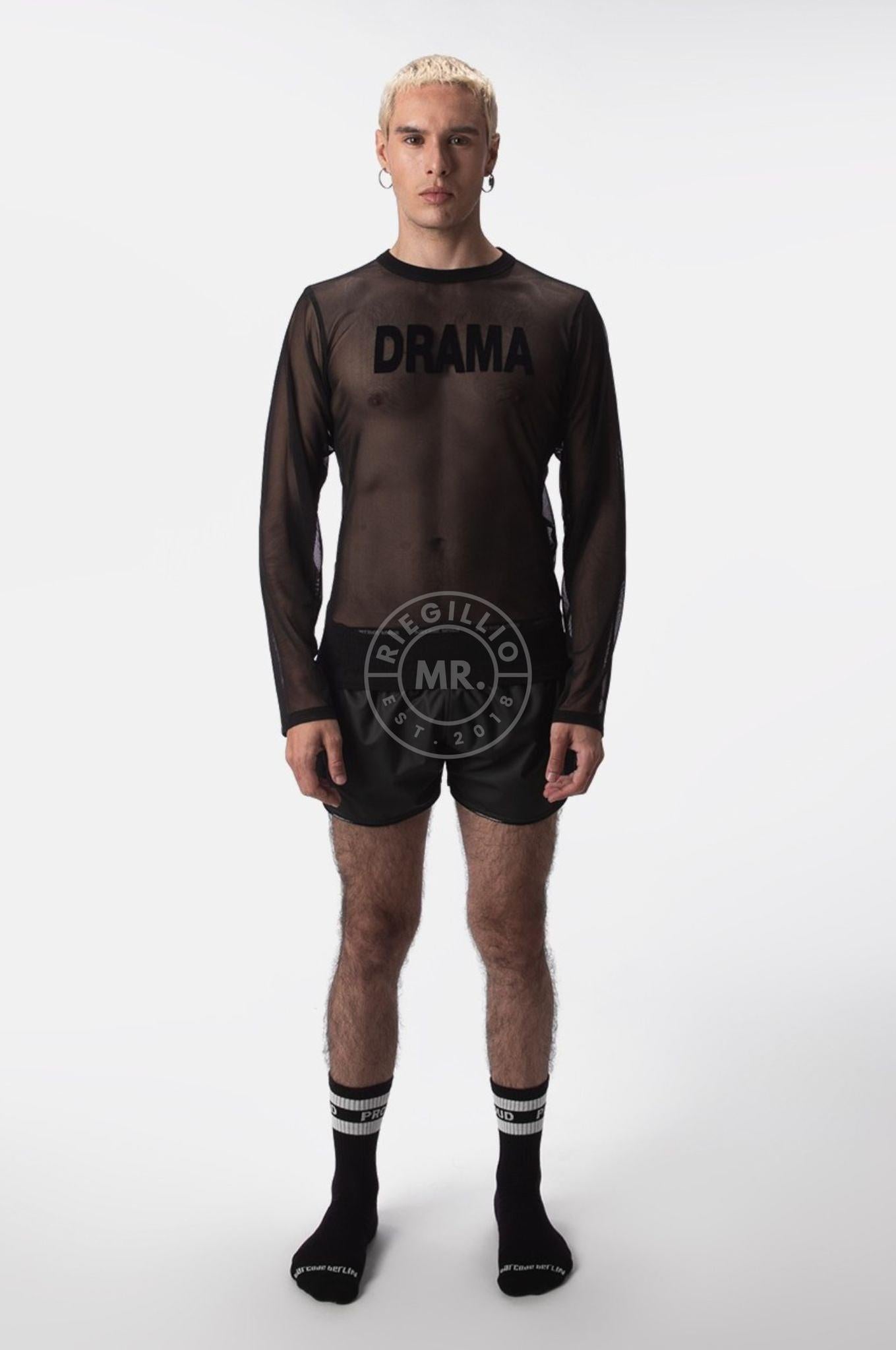 Barcode Mesh Long Sleeve Drama - Black at MR. Riegillio