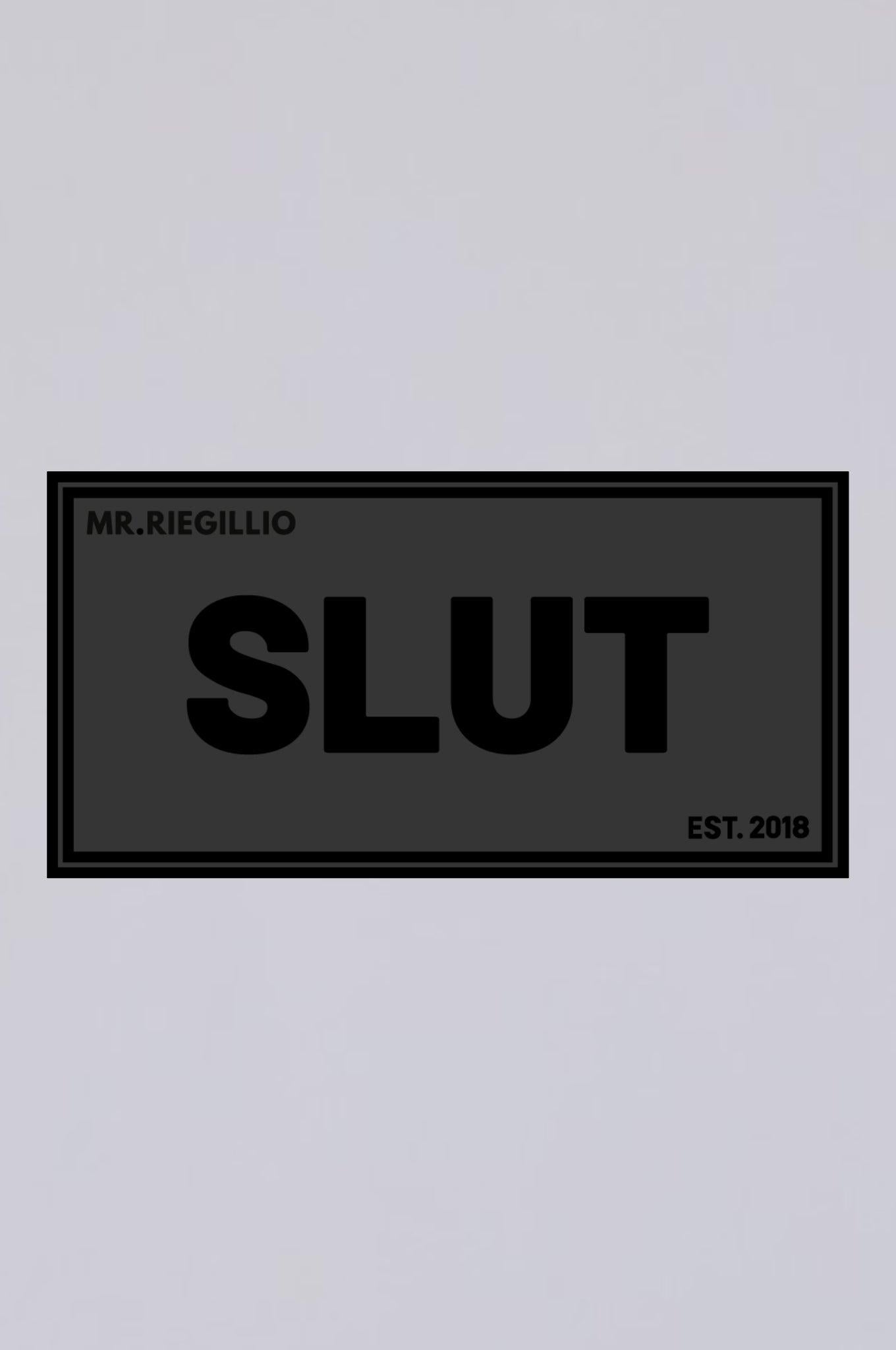 Rubber Velcro Patch - SLUT - Black at MR. Riegillio