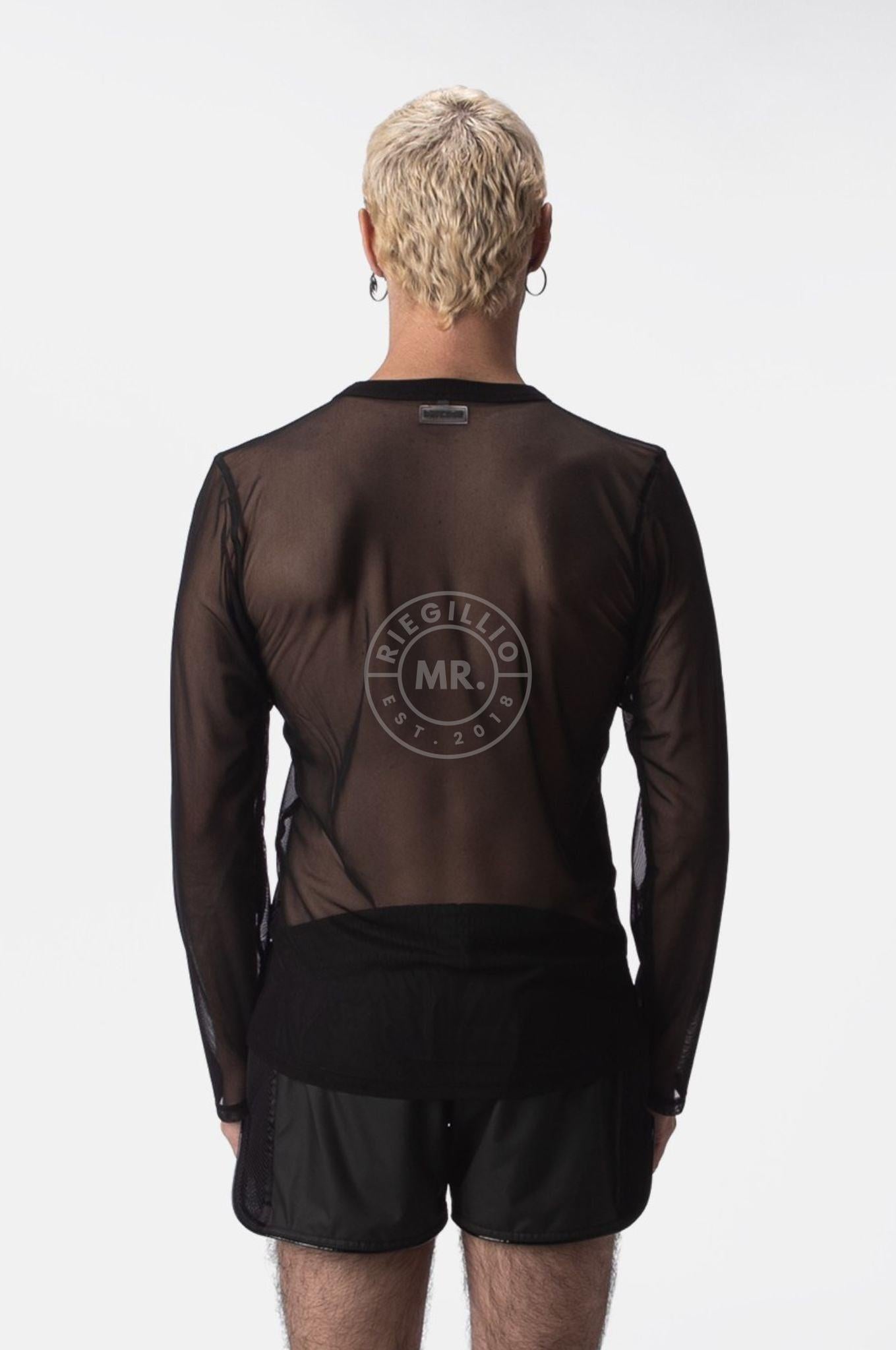 Barcode Mesh Long Sleeve Drama - Black at MR. Riegillio