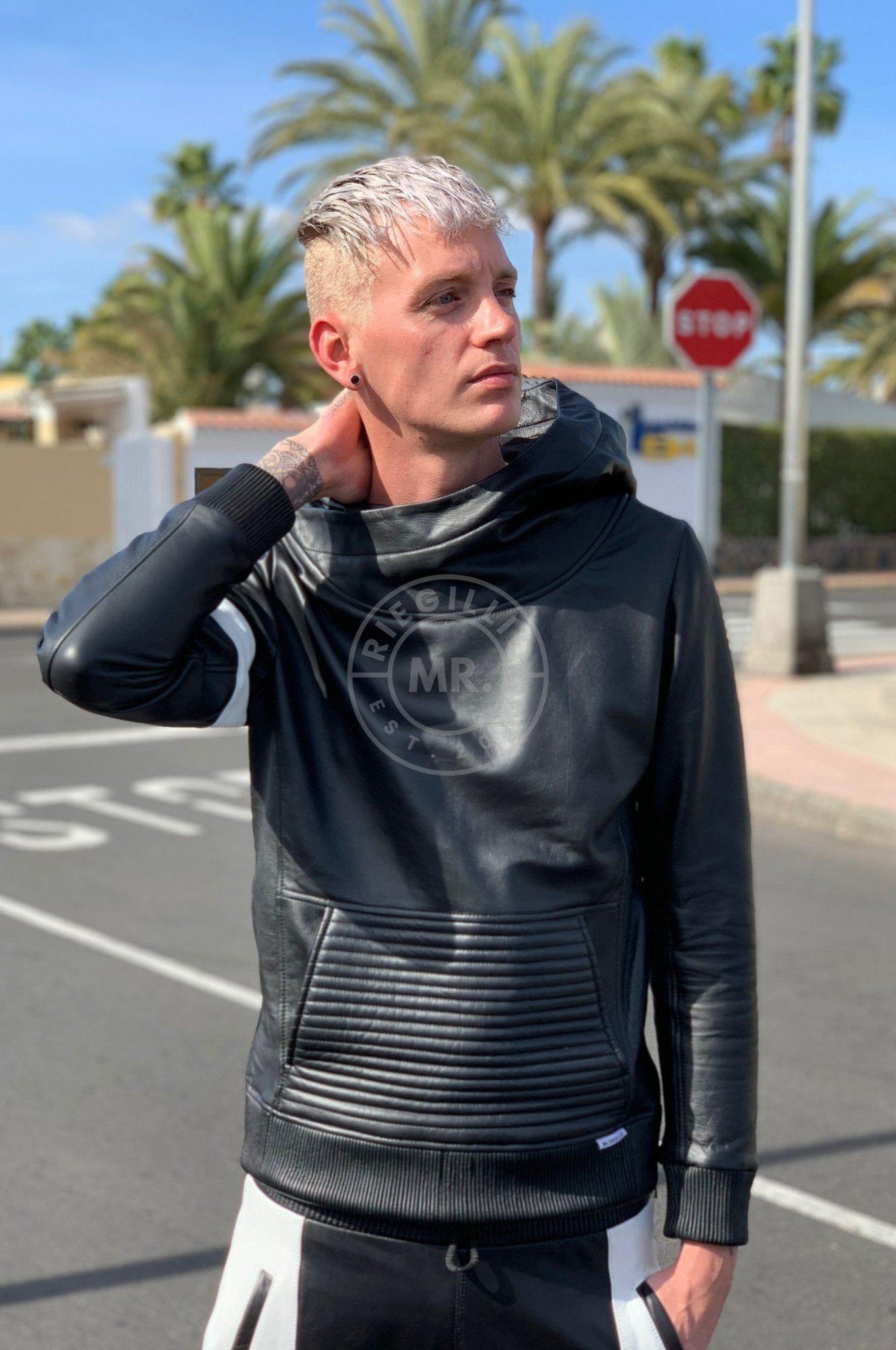 Leather Hoodie Black at MR. Riegillio