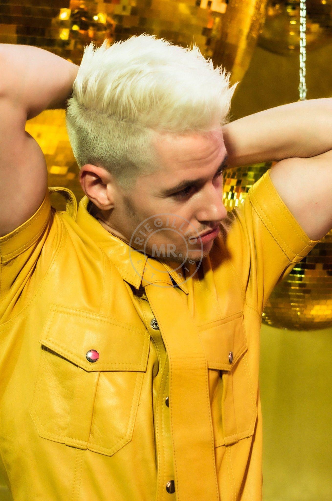 Yellow Leather Tie at MR. Riegillio