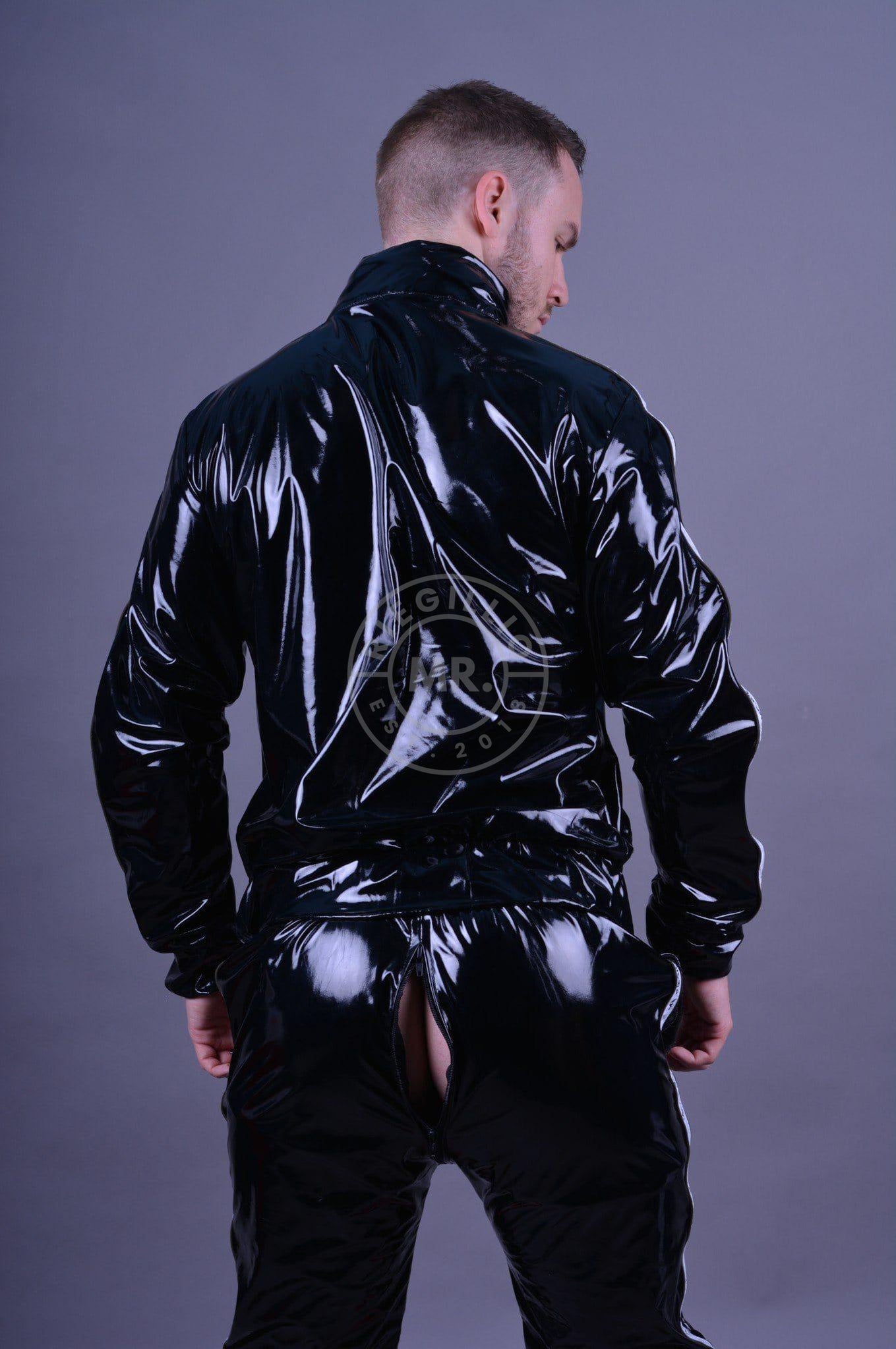 PVC Tracksuit Thru Zip Pants - Logo Trim at MR. Riegillio