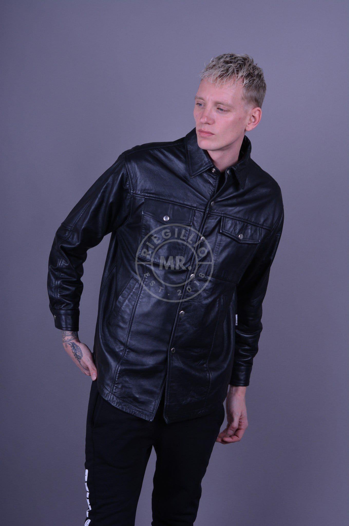 Black Leather Oversized Shirt at MR. Riegillio