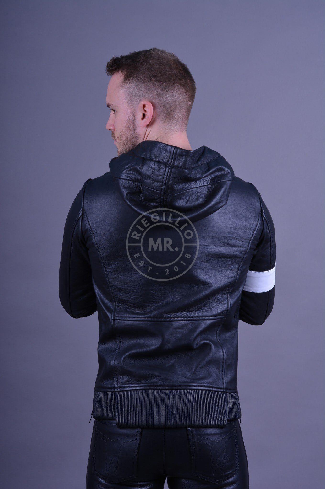 Leather Hoodie Black at MR. Riegillio