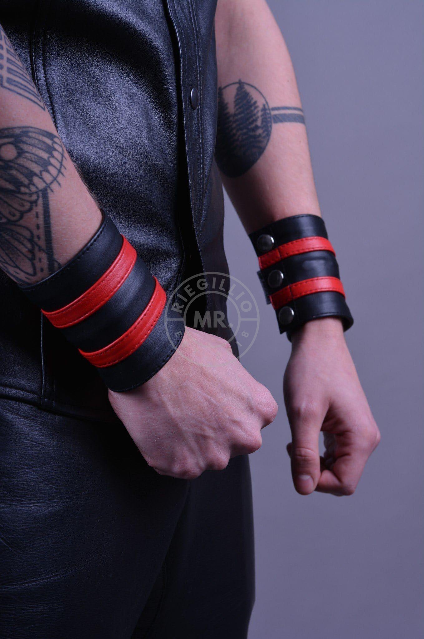 Red Wrist Wallet - Double Stripe at MR. Riegillio