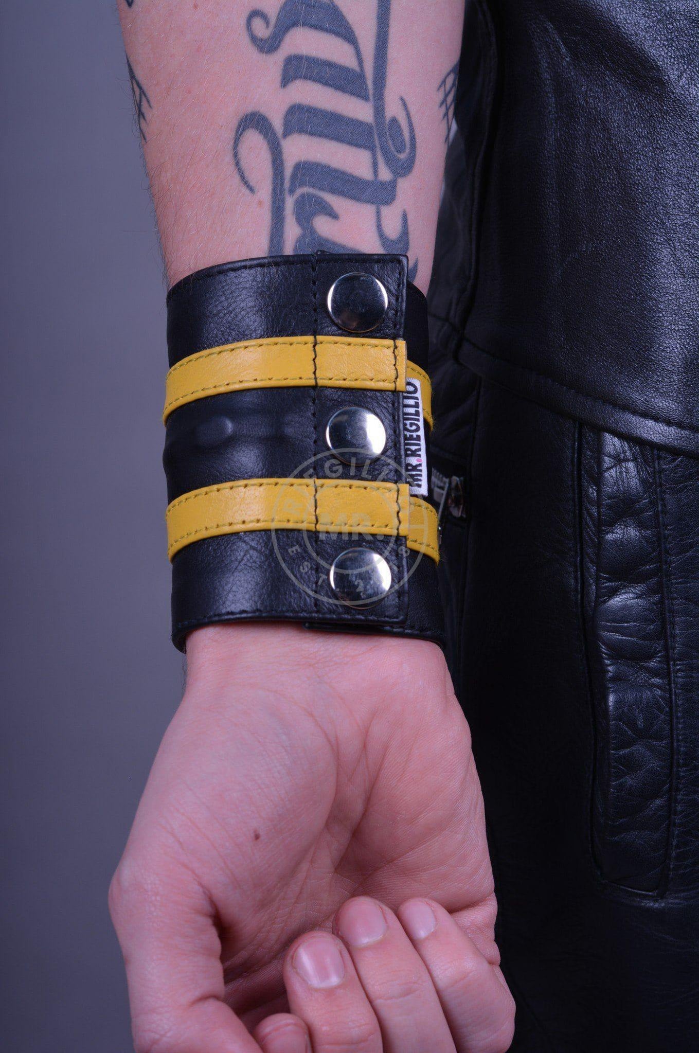 Yellow Wrist Wallet - Double stripe at MR. Riegillio