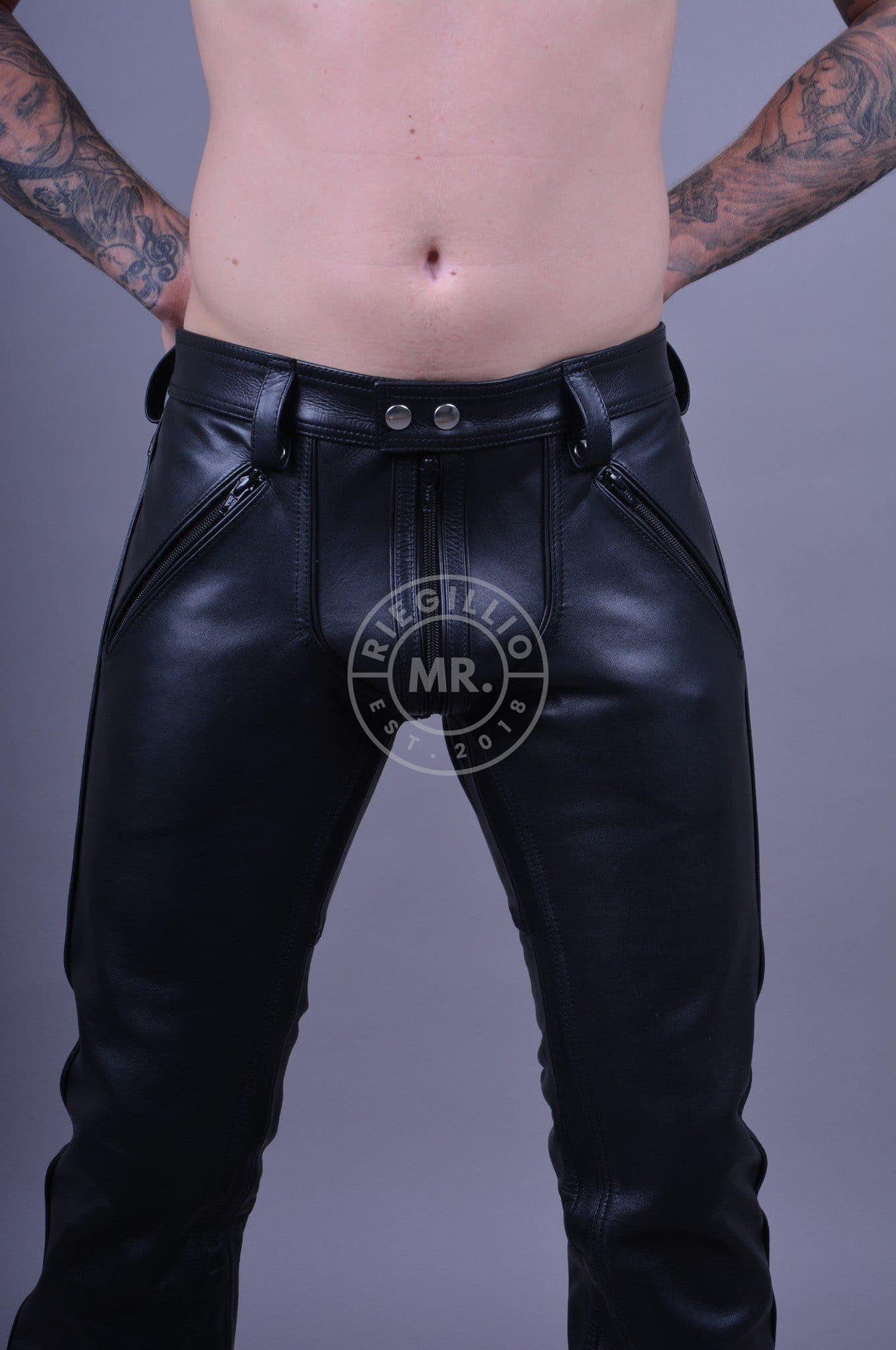 Black Sexy Latex Leggings With Crotch And Calf Bottom Zippers Open