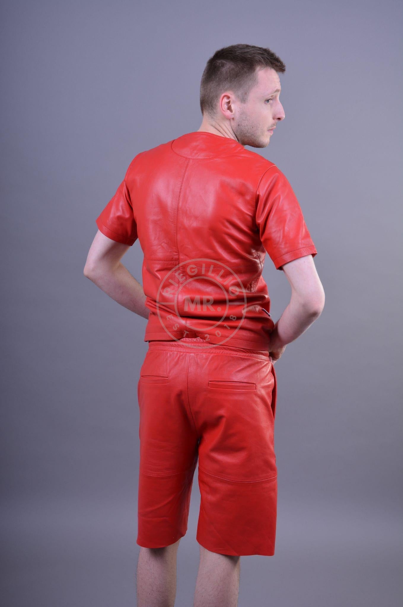Red Leather Long Short at MR. Riegillio
