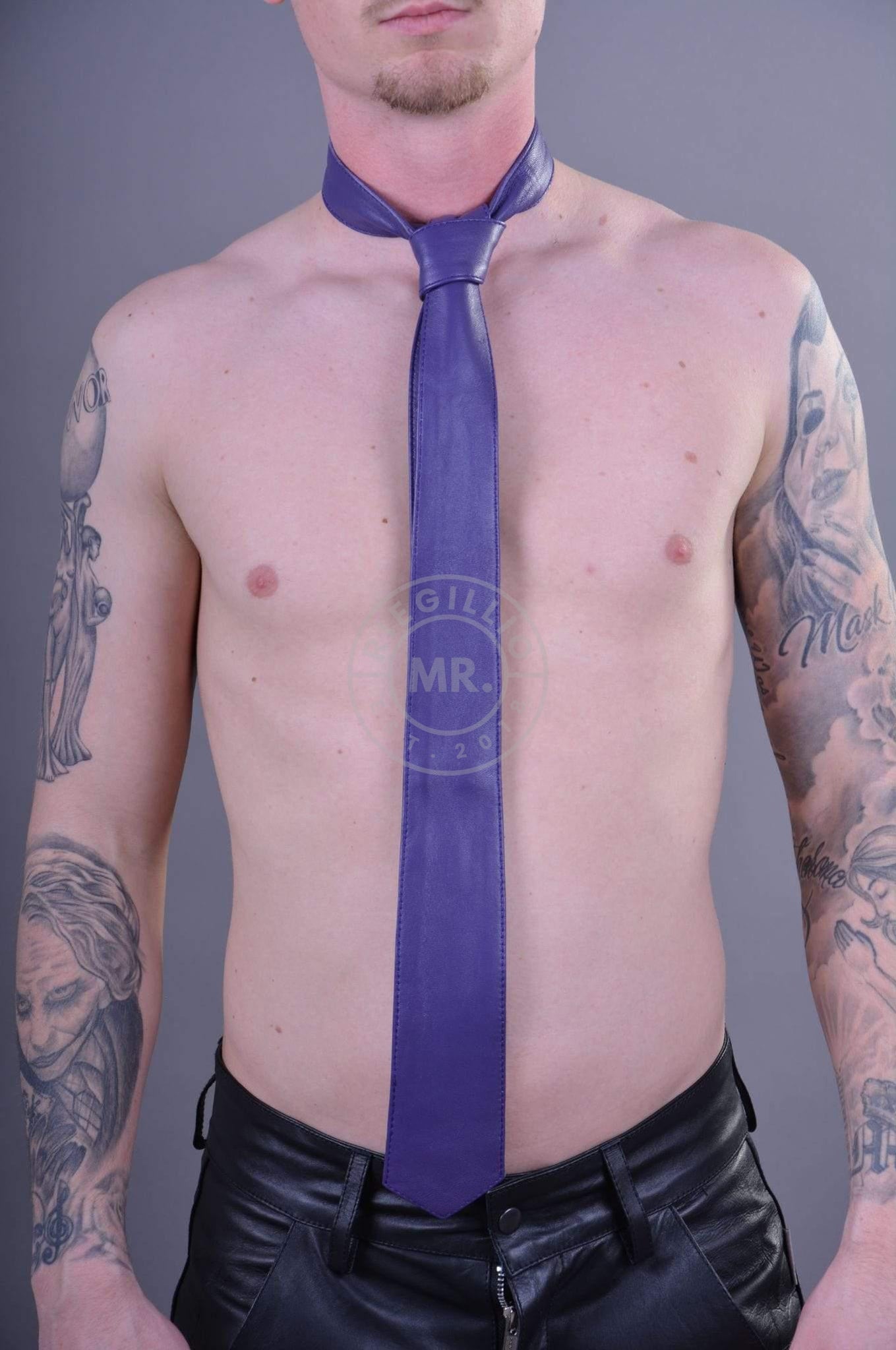 Purple Leather Tie-at MR. Riegillio