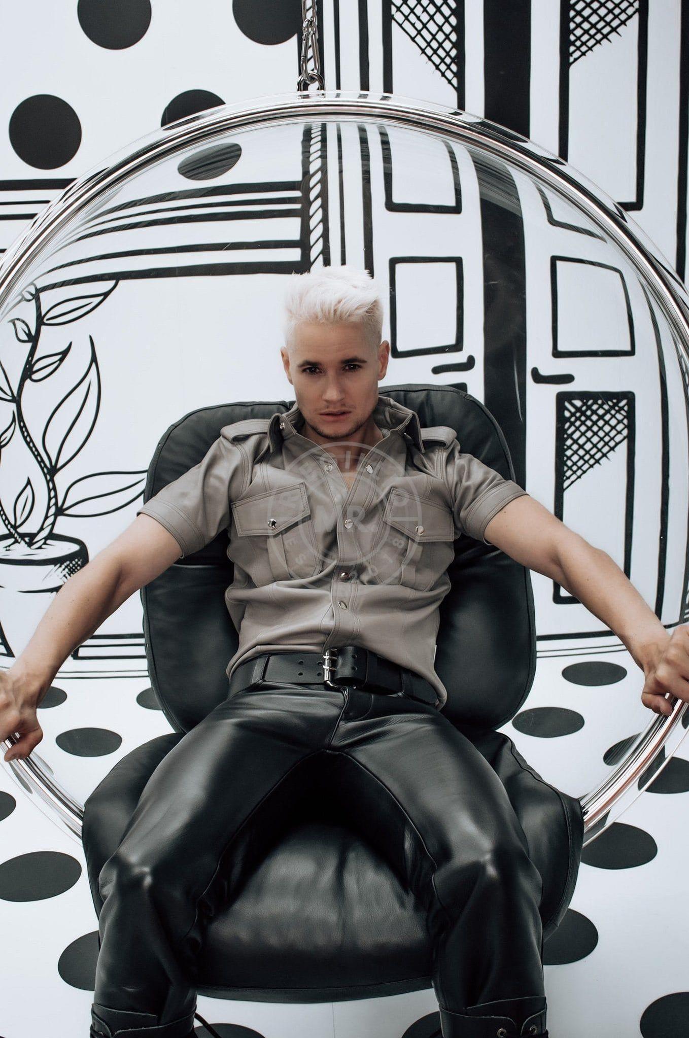 Grey Leather Shirt at MR. Riegillio