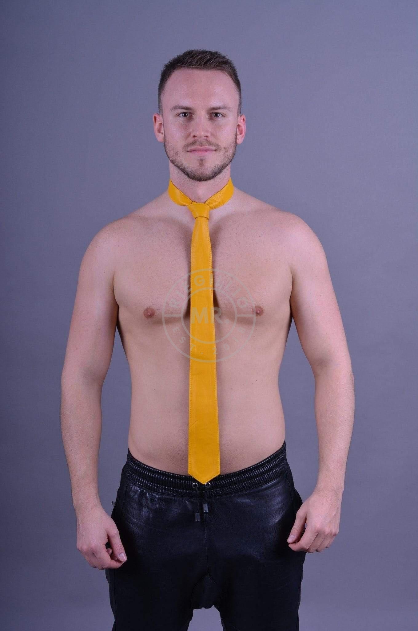 Yellow Leather Tie-at MR. Riegillio