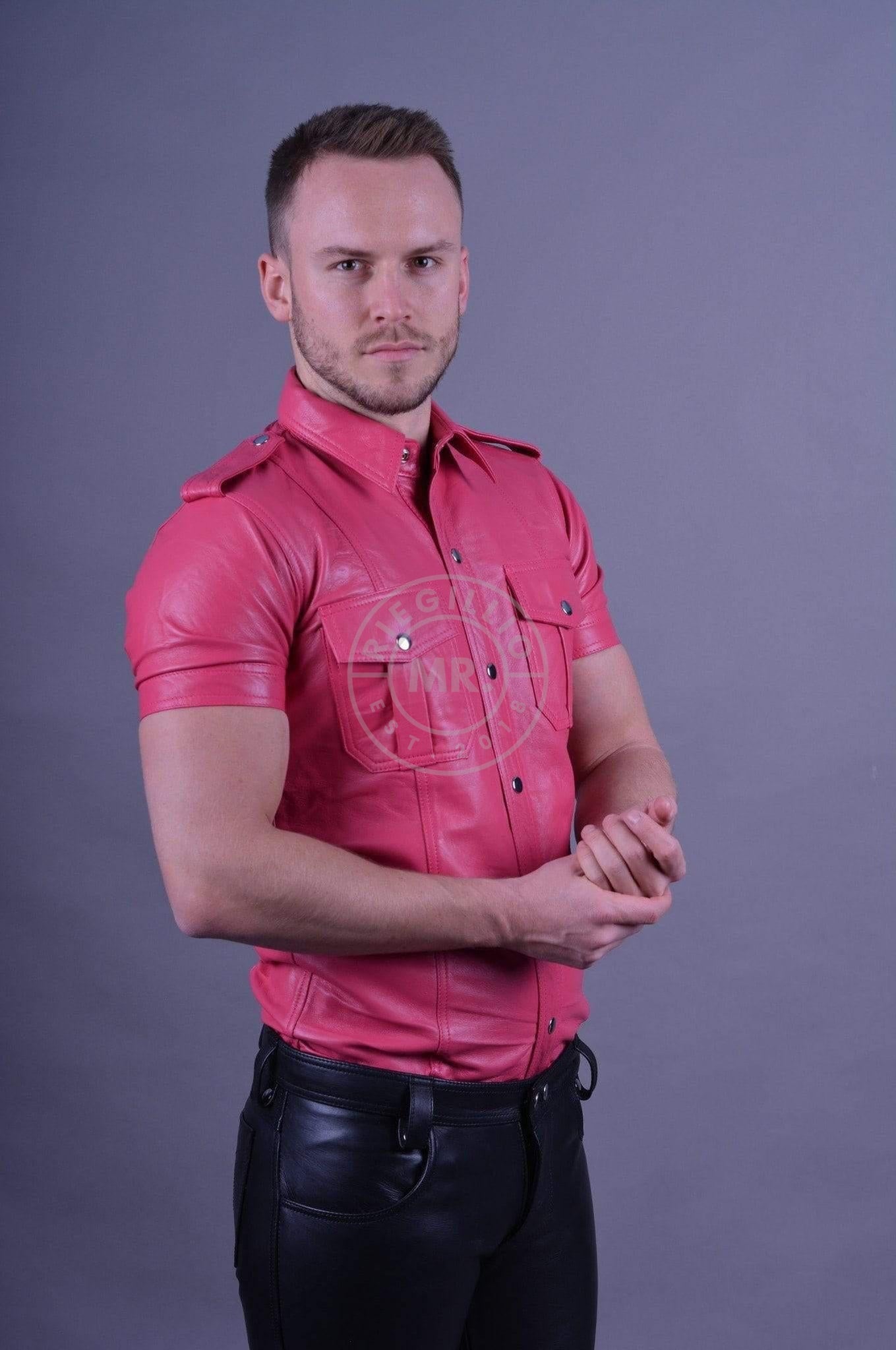 Pink Leather Shirt-at MR. Riegillio