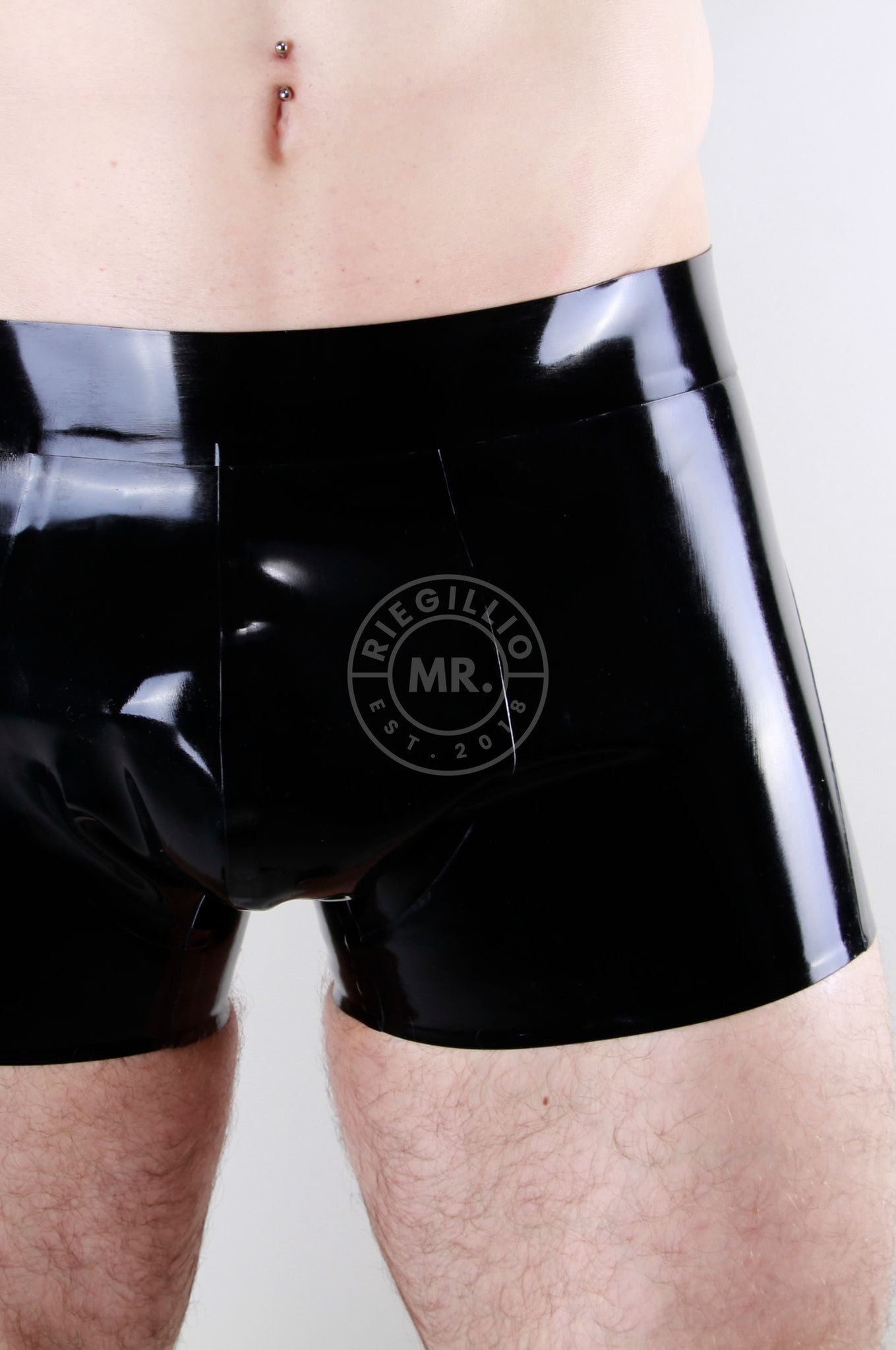 Black Rubber Cheeky Short - Open Ass at MR. Riegillio
