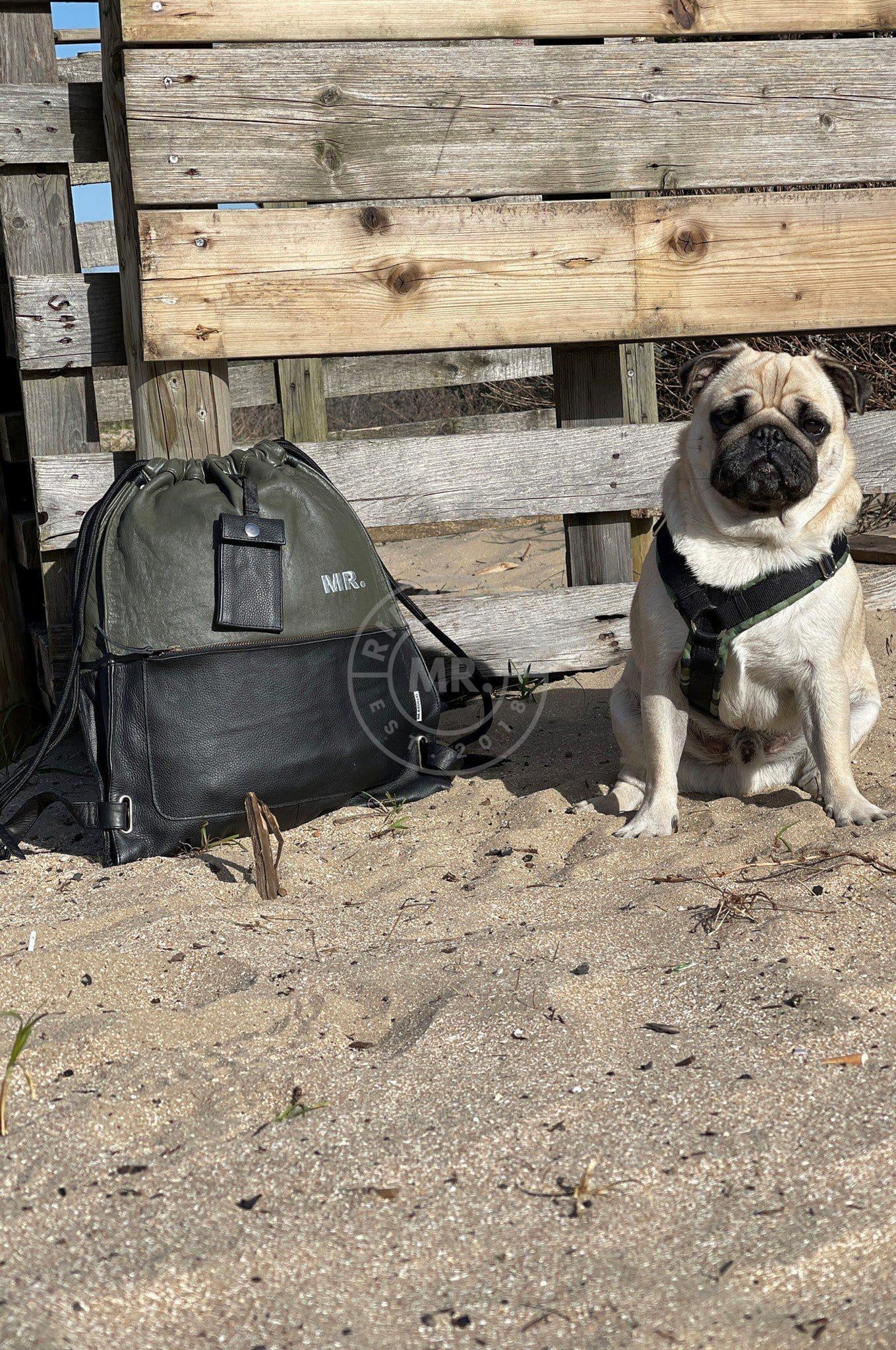 Leather Backpack Camo Green at MR. Riegillio