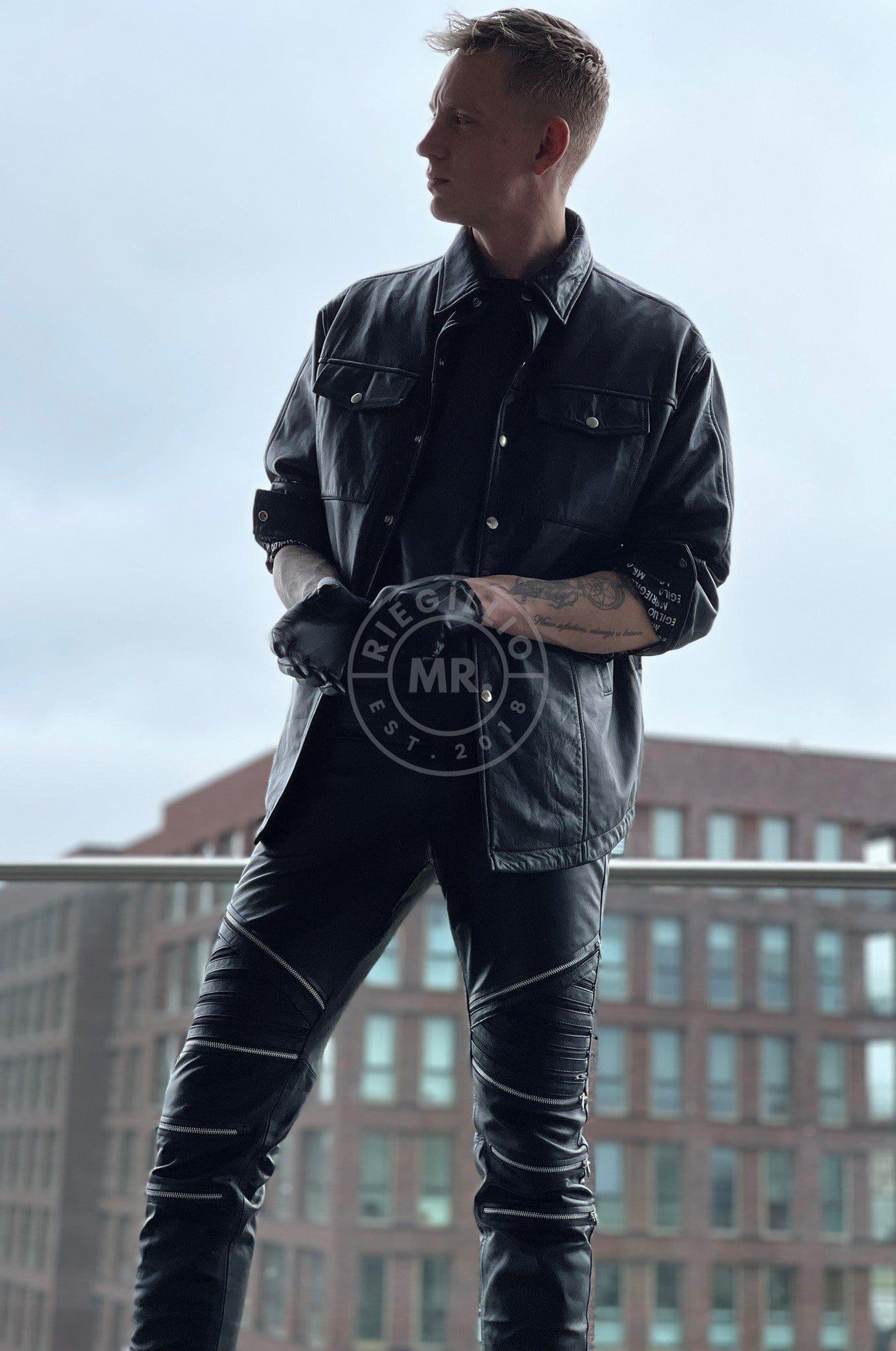 Black Leather Oversized Shirt at MR. Riegillio