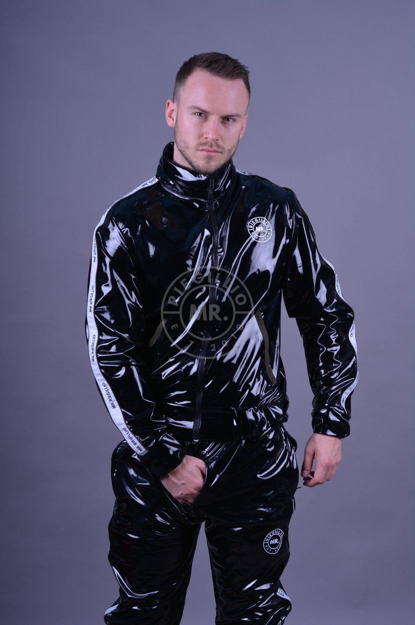 PVC Tracksuit Jacket - Logo Trim at MR. Riegillio