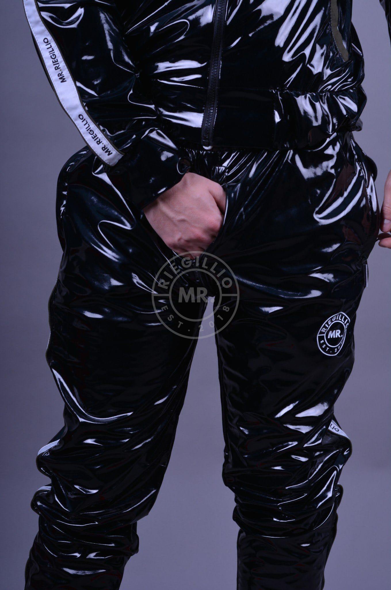 PVC Tracksuit Thru Zip Pants - Logo Trim at MR. Riegillio
