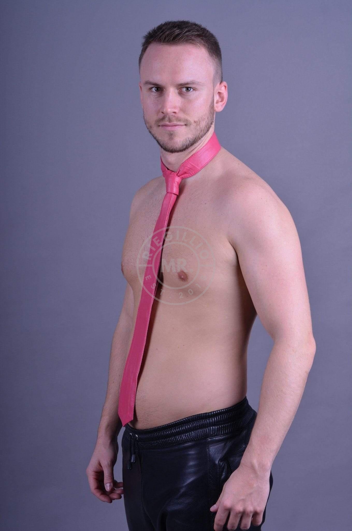 Pink Leather Tie-at MR. Riegillio