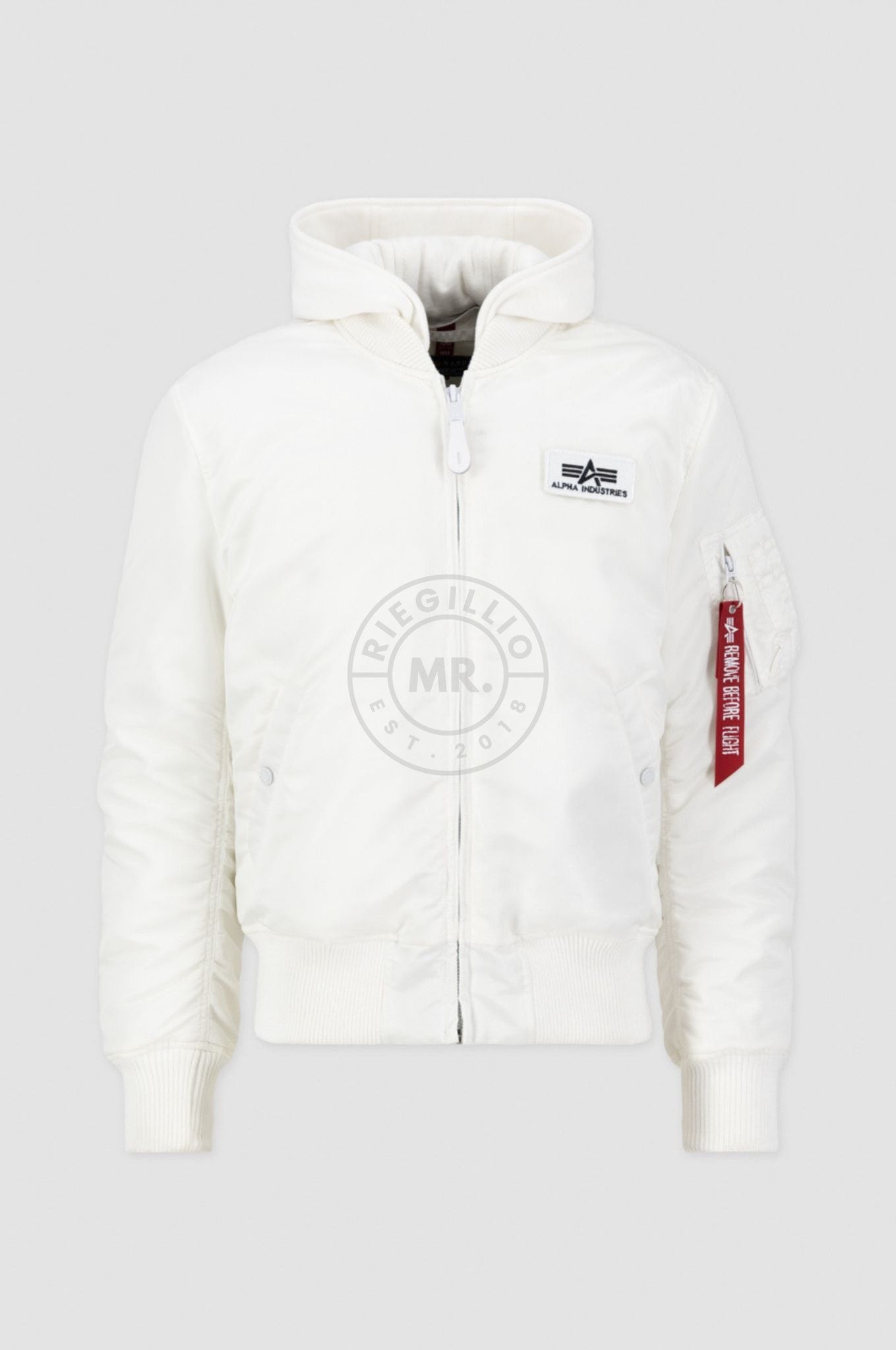 Alpha Industries MA-1 ZH Back Print Jacket - White / Black