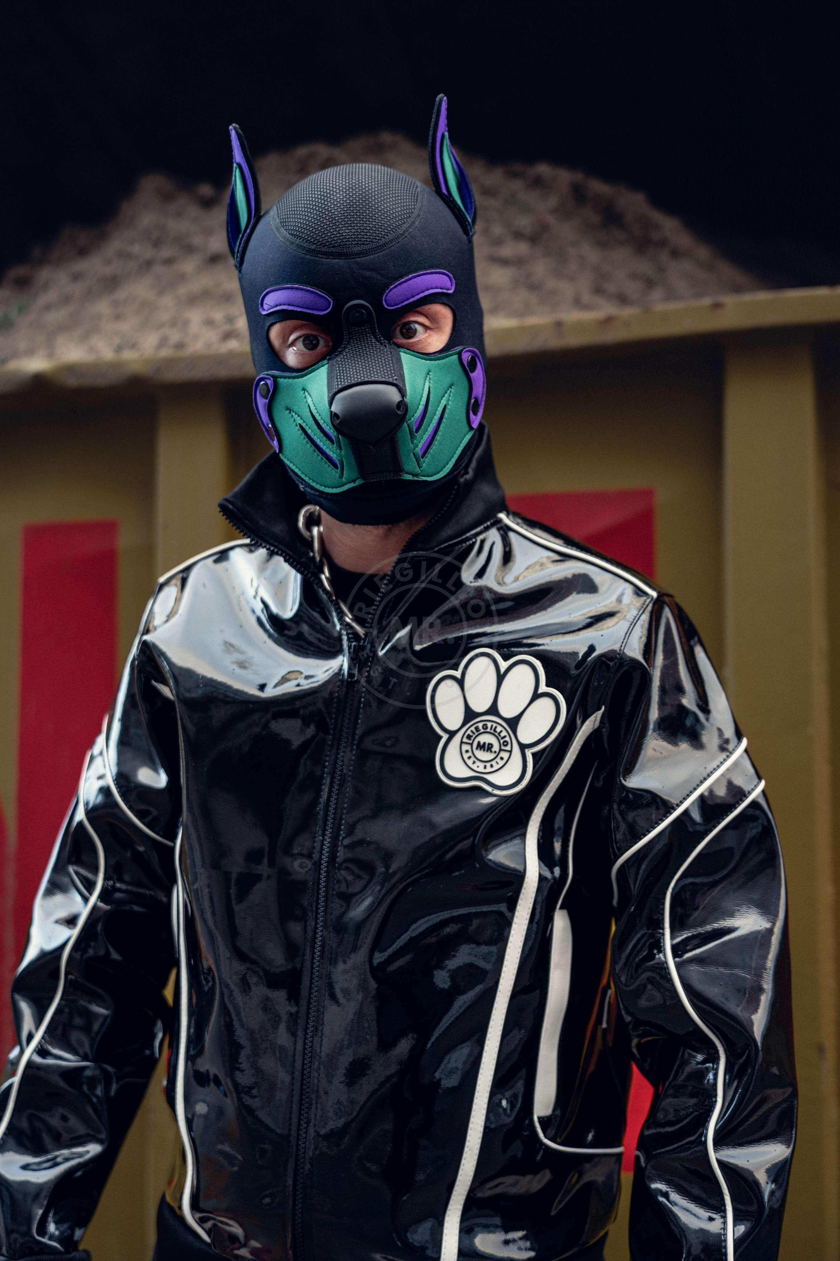 Black PVC Puppy Tracksuit Jacket at MR. Riegillio