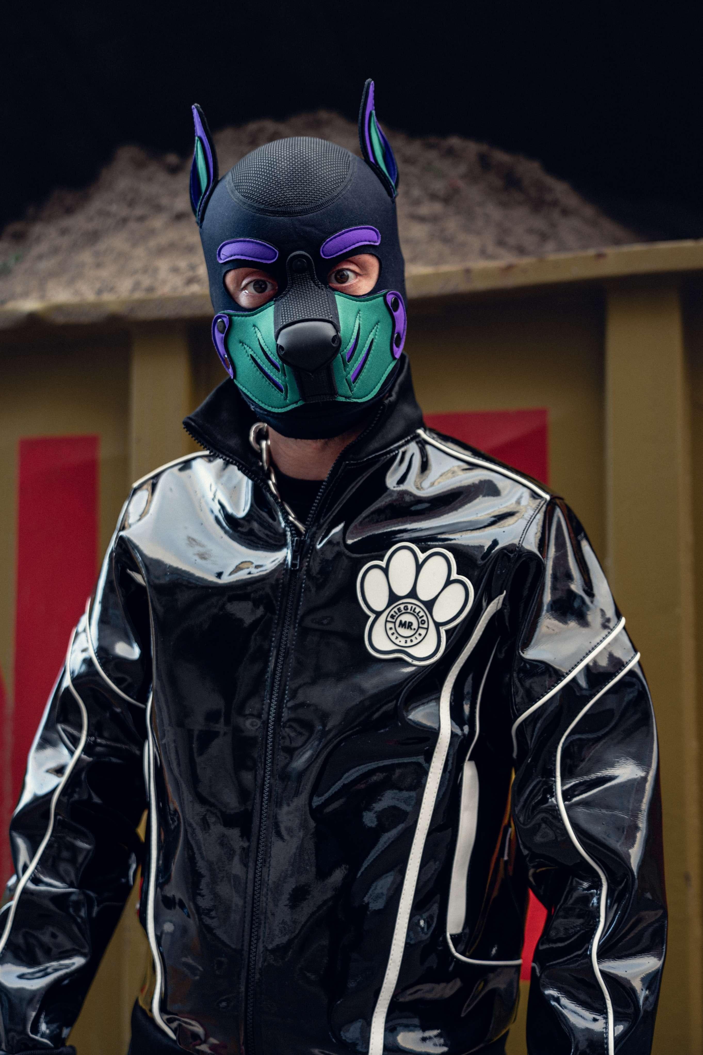 Black PVC Puppy Tracksuit Jacket at MR. Riegillio