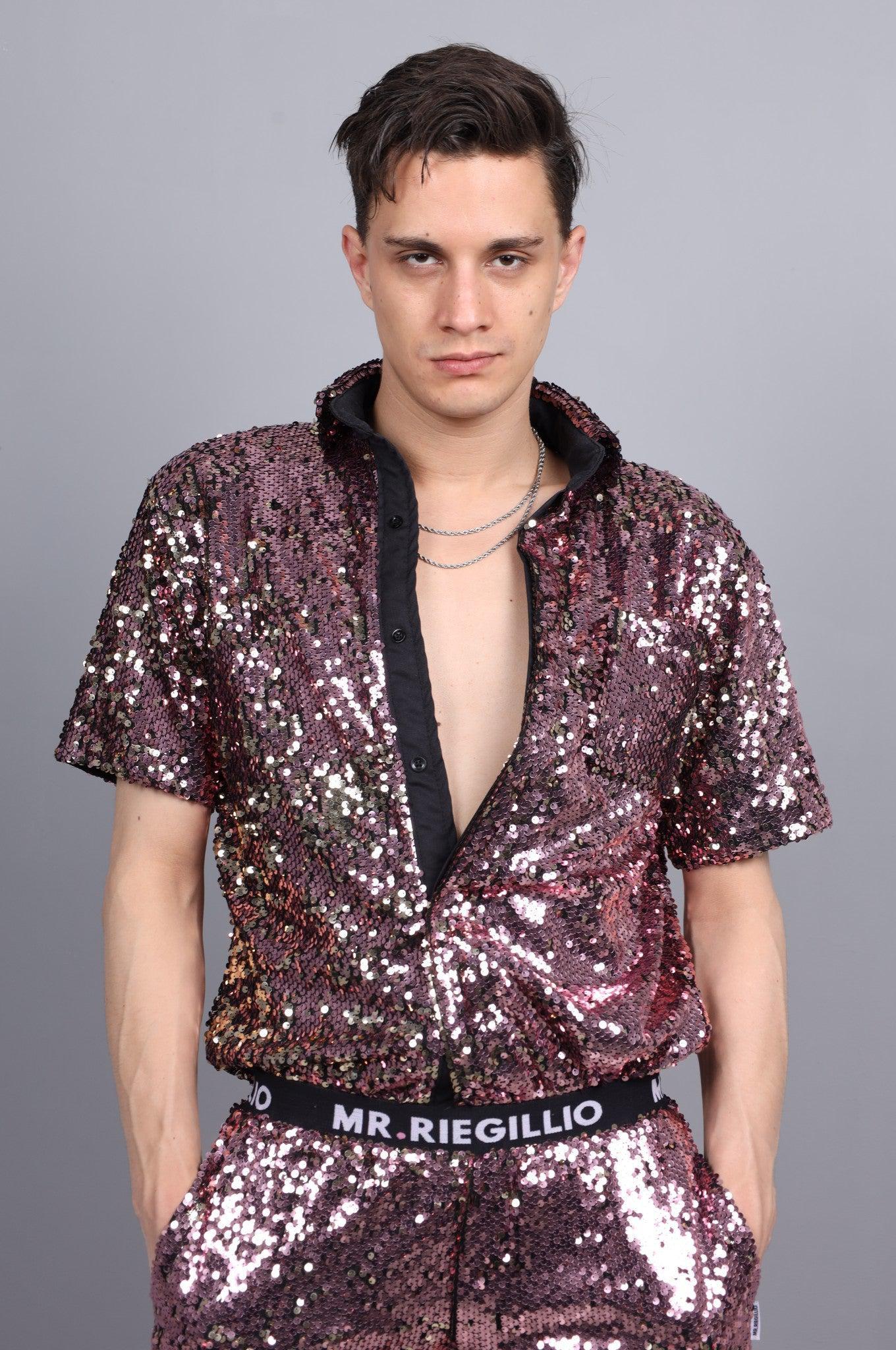 Pink/Gold Sequin Shirt *STORE ONLY* at MR. Riegillio