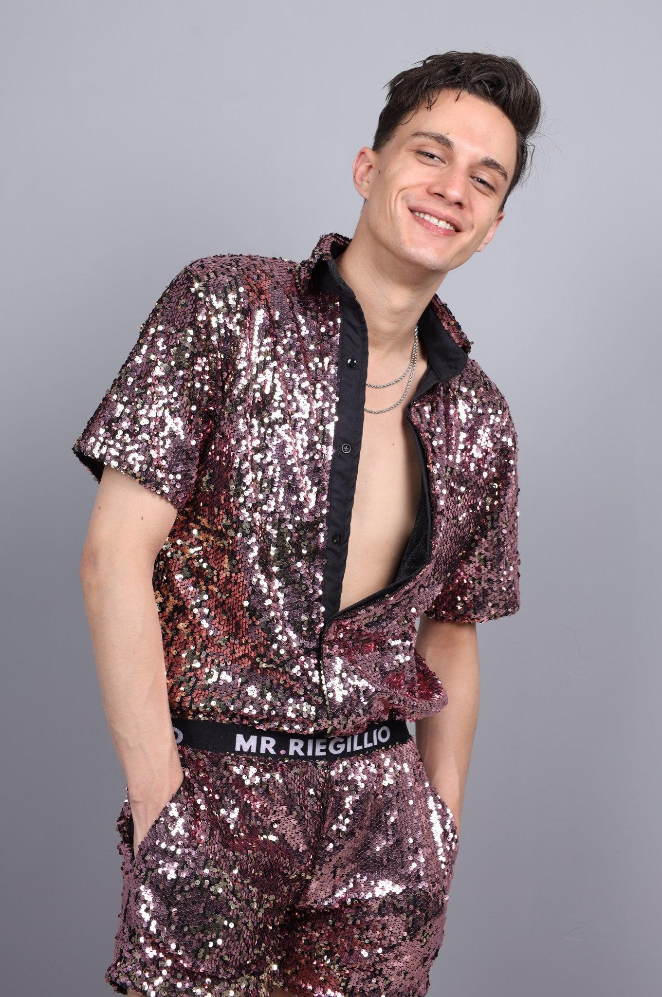 Pink/Gold Sequin Shirt *STORE ONLY* at MR. Riegillio